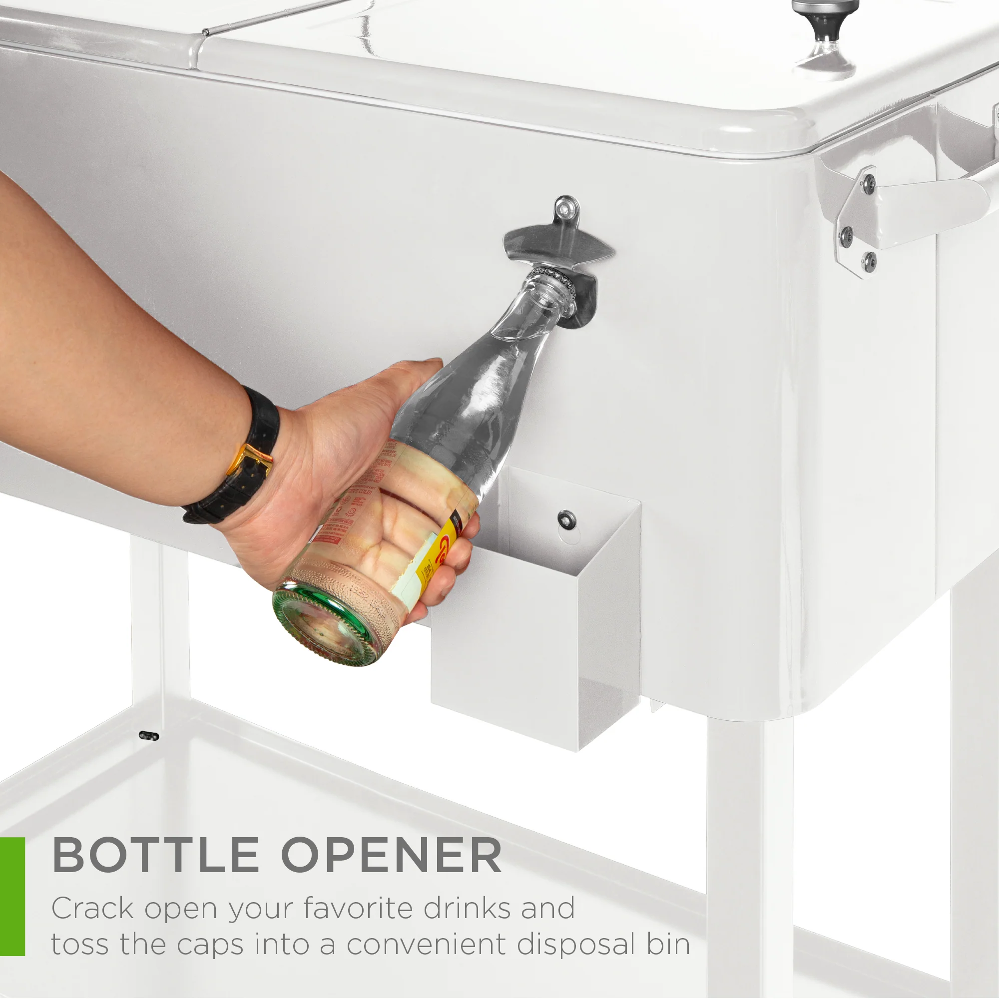Portable Rolling Cooler Cart w/ Bottle Opener, Catch Tray - 80qt - Image 61
