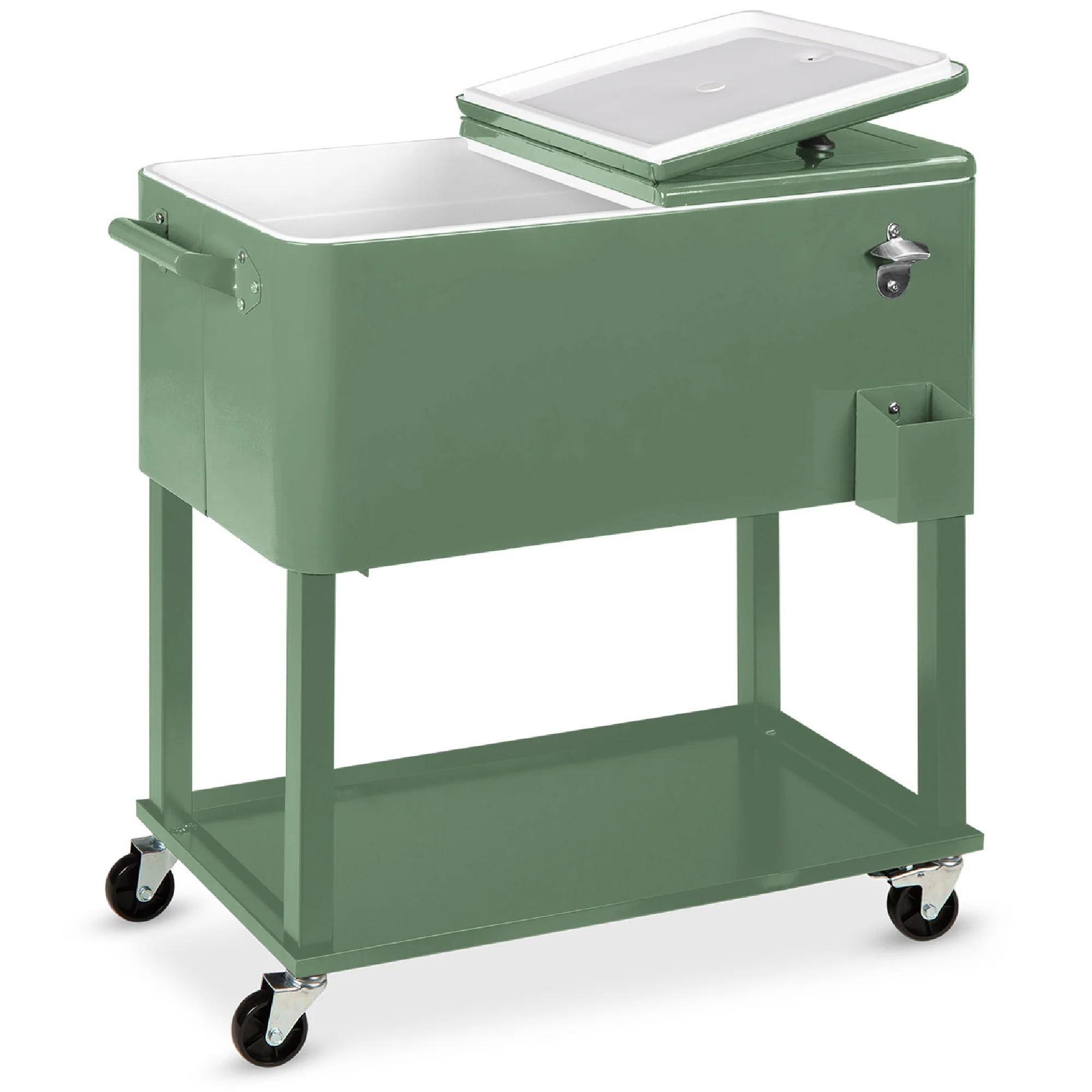 Portable Rolling Cooler Cart w/ Bottle Opener, Catch Tray - 80qt - Image 64