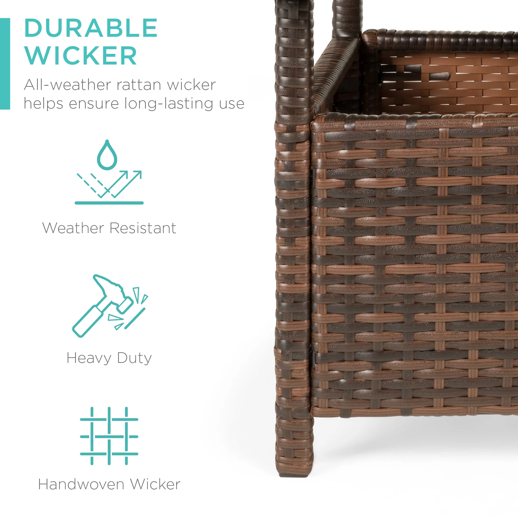 Outdoor Wicker Patio Side Table Accent Furniture w/ Umbrella Hole - Image 23