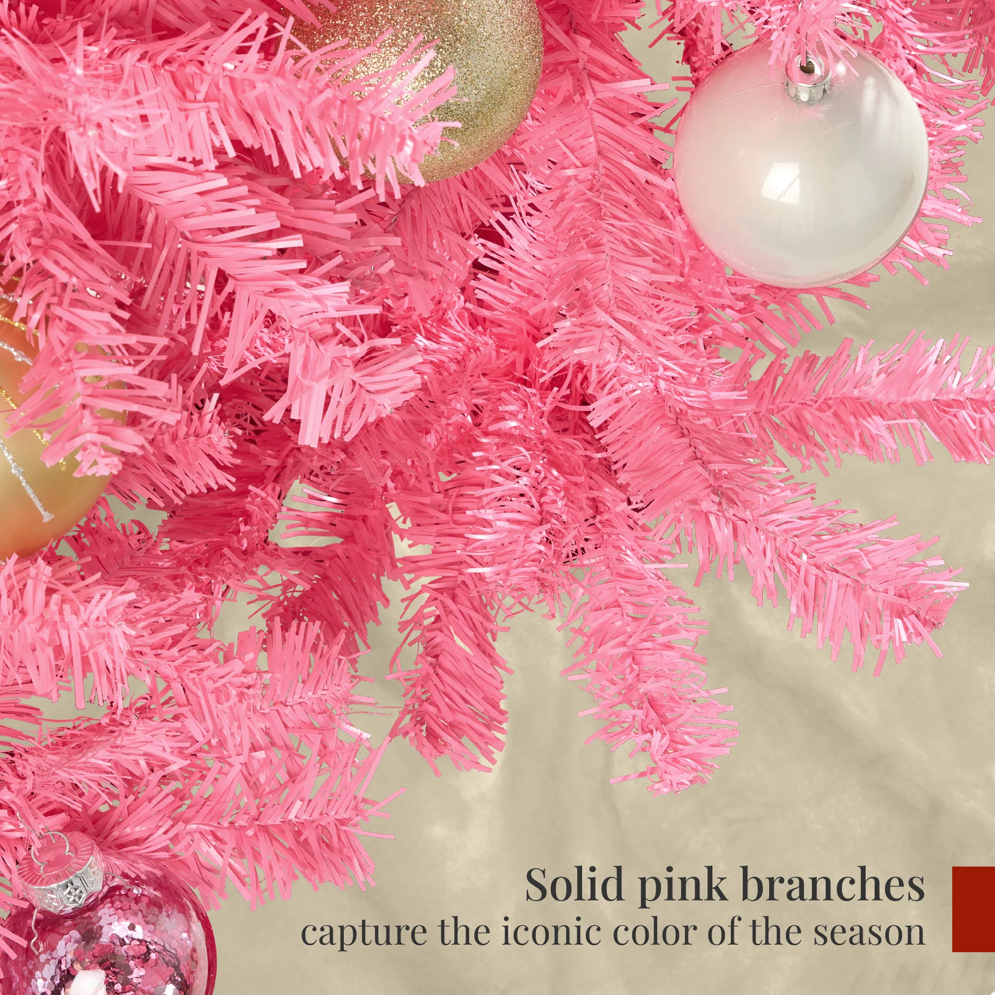 Artificial Pink Christmas Tree, Unlit Pine Design w/Easy Assembly - Image 12