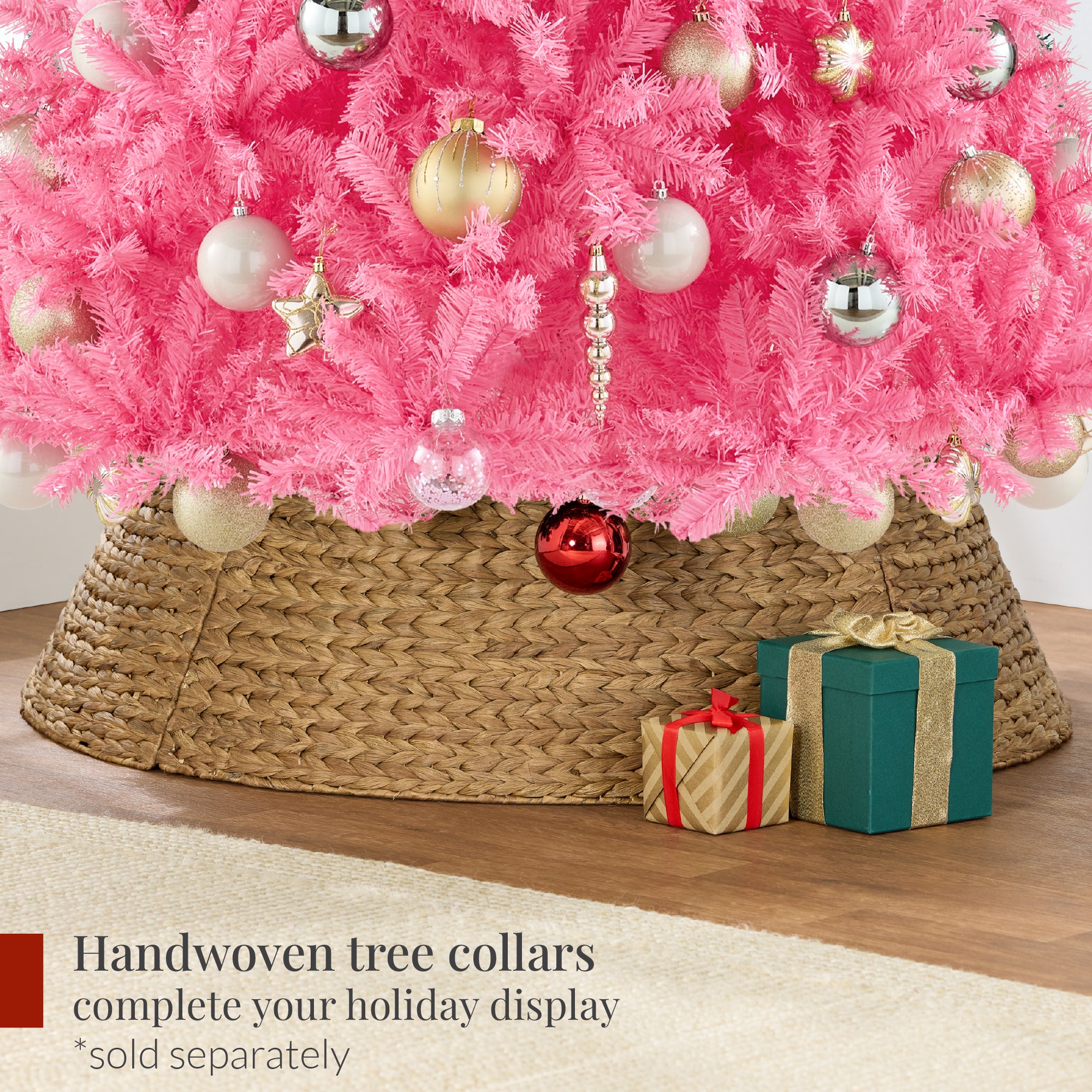 Artificial Pink Christmas Tree, Unlit Pine Design w/Easy Assembly - Image 36