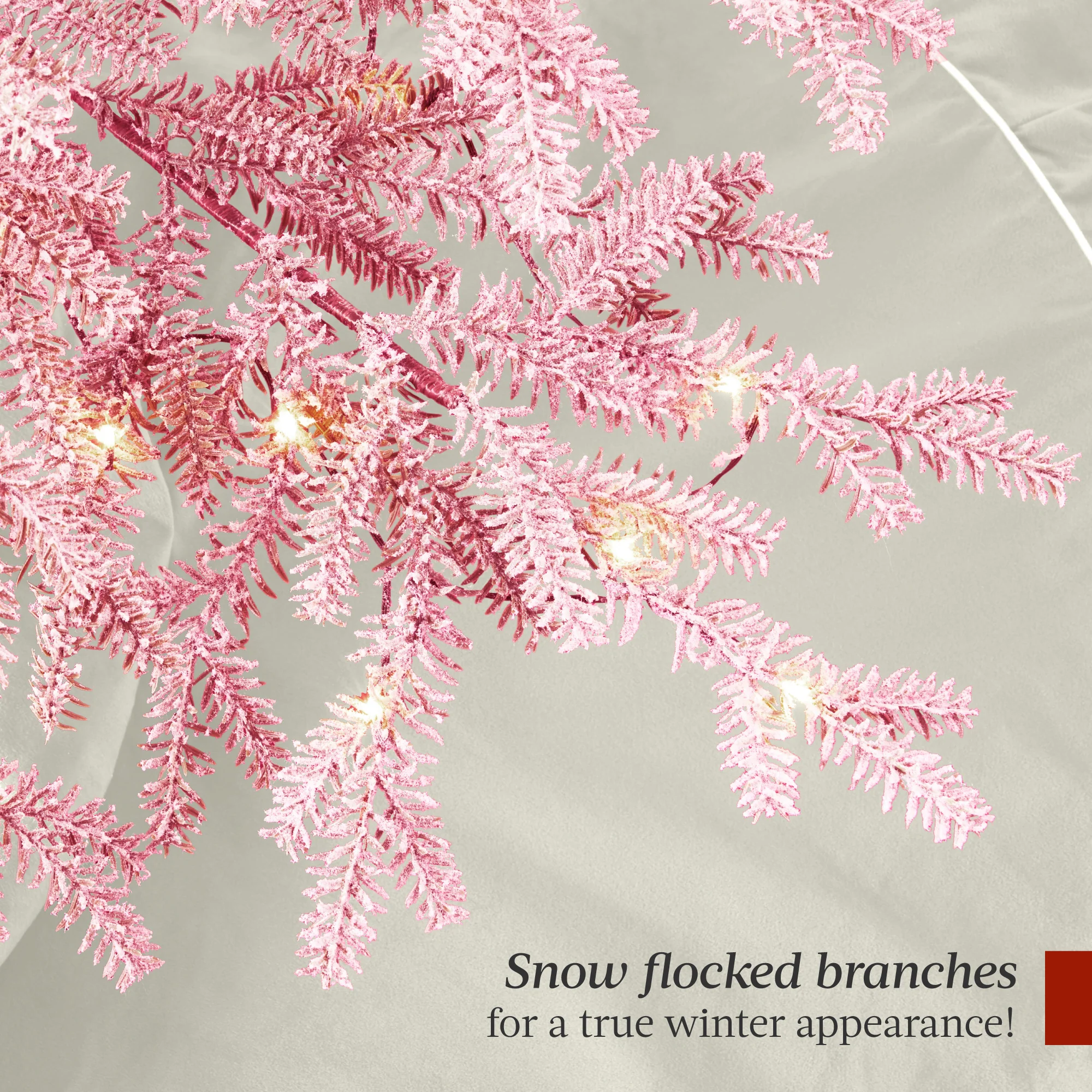 Pink Pre-Lit Sparse Flocked Christmas Tree w/ 2-in-1 LEDs, Cordless Connection - Image 34