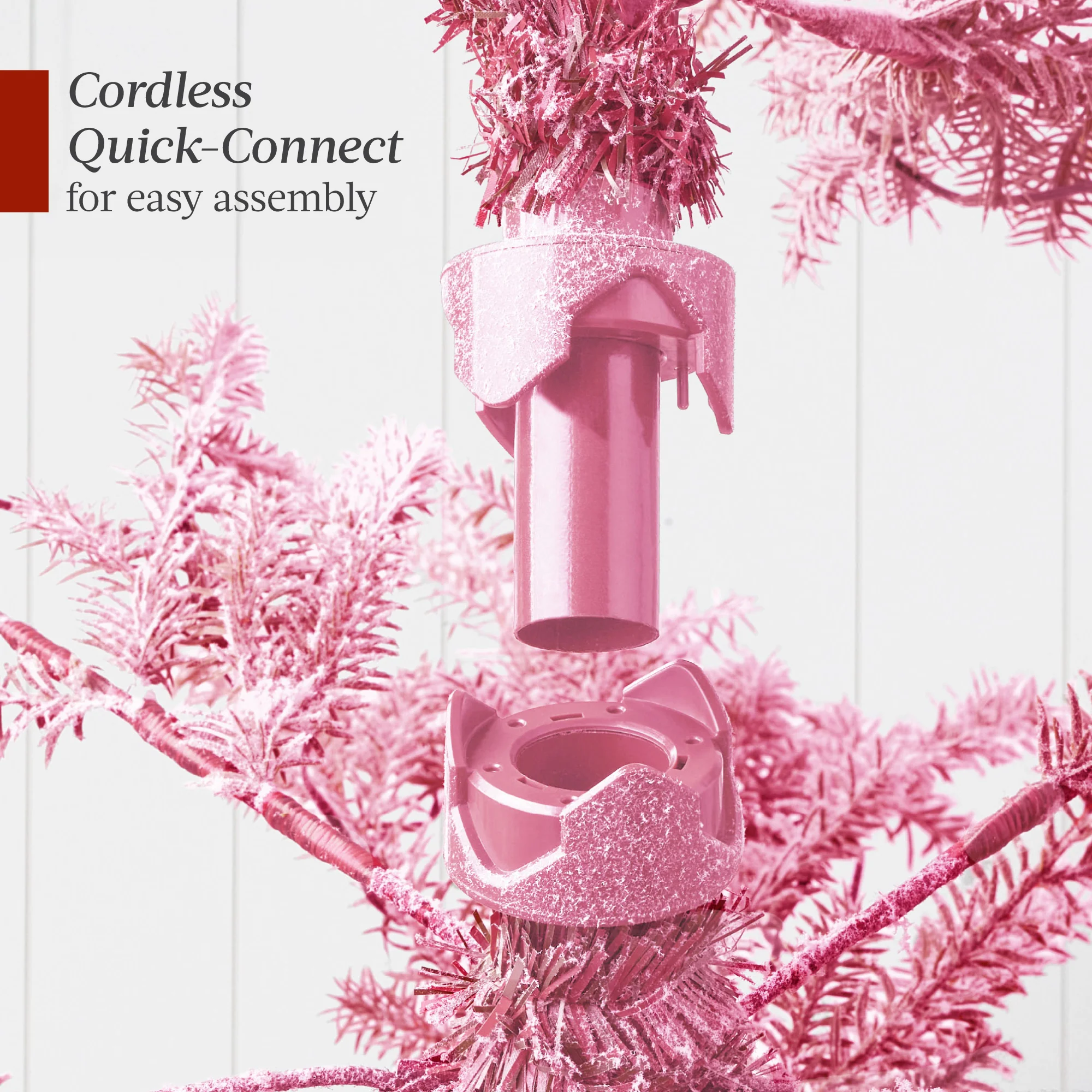 Pink Pre-Lit Sparse Flocked Christmas Tree w/ 2-in-1 LEDs, Cordless Connection - Image 35