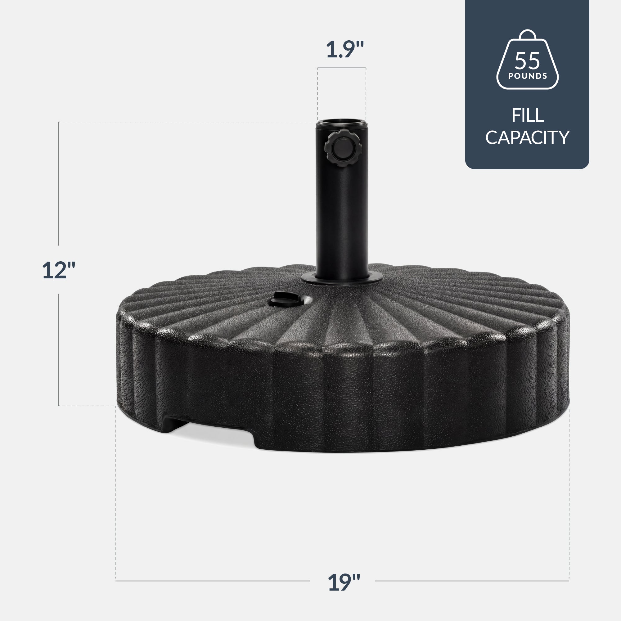 Plastic Patio Umbrella Base Pole Holder Accessory w/ 2 Adjustable Knobs - Image 2