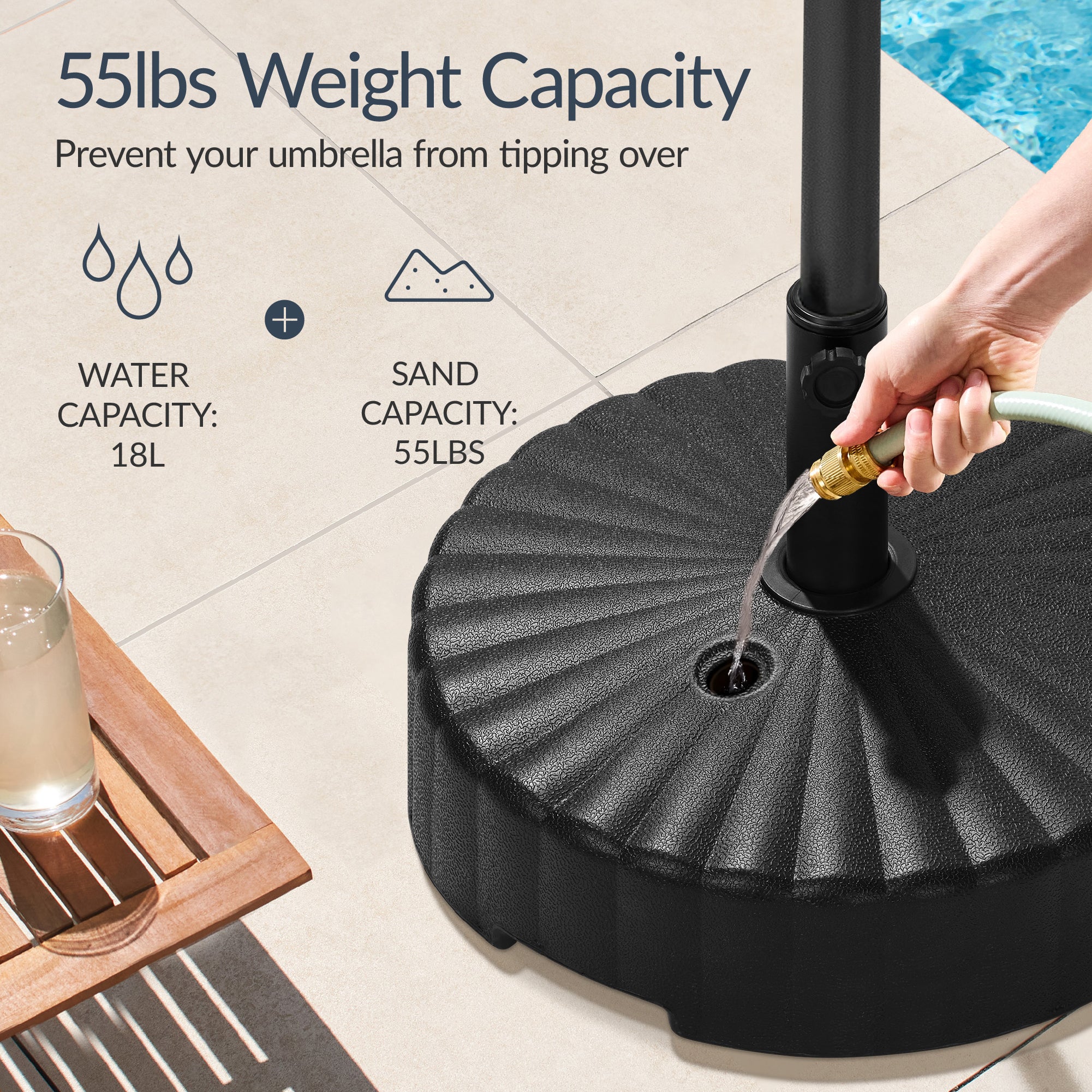 Plastic Patio Umbrella Base Pole Holder Accessory w/ 2 Adjustable Knobs - Image 3