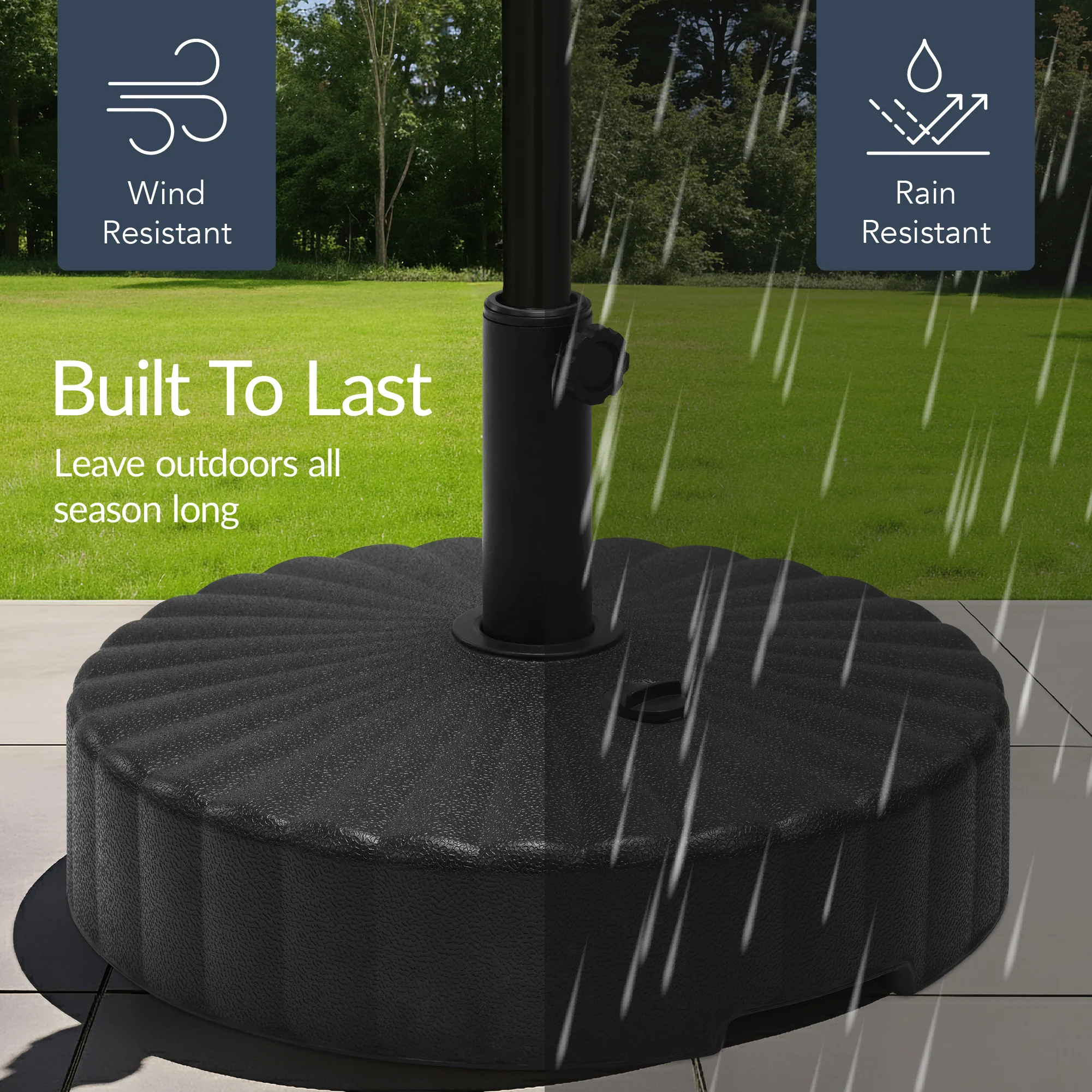 Plastic Patio Umbrella Base Pole Holder Accessory w/ 2 Adjustable Knobs - Image 6