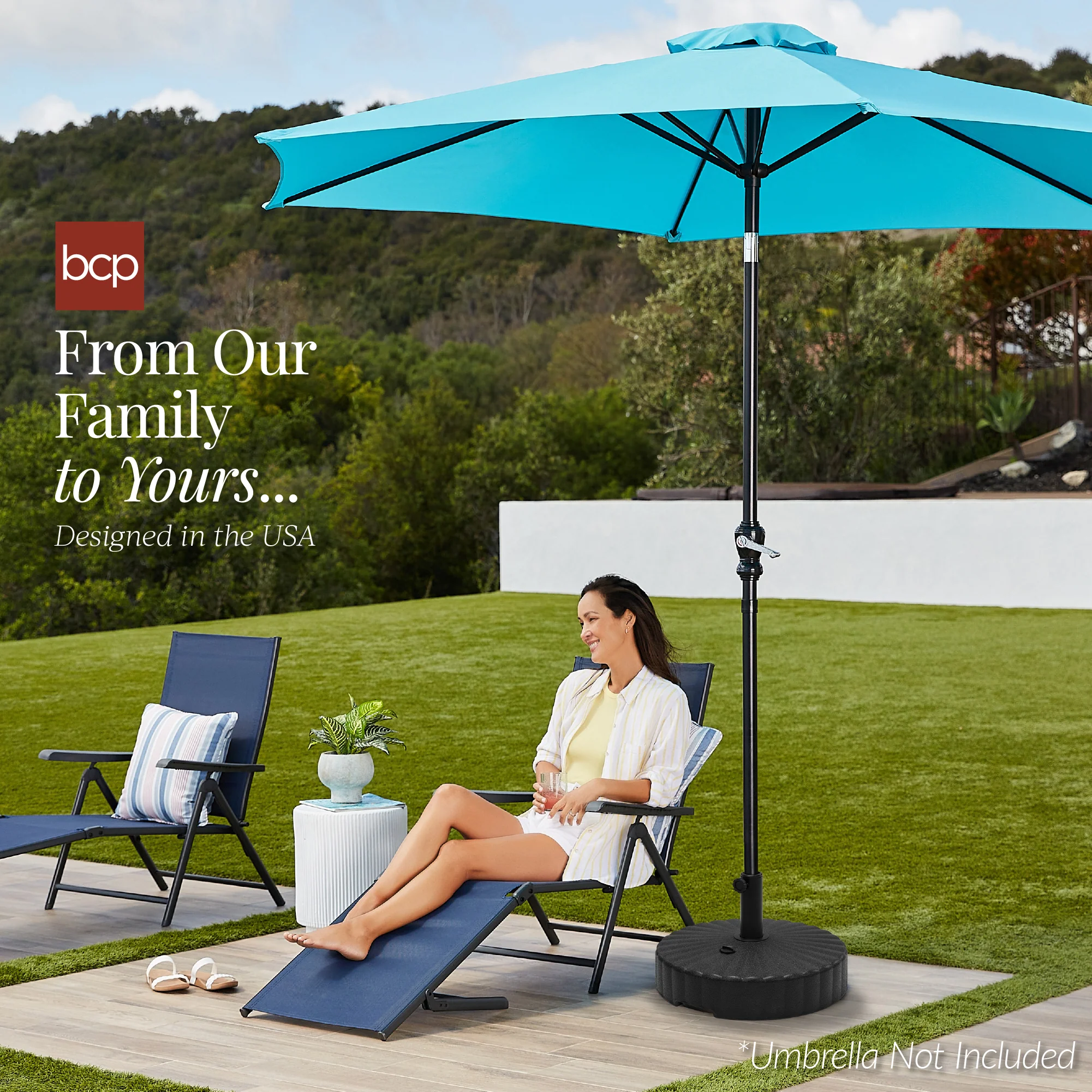 Plastic Patio Umbrella Base Pole Holder Accessory w/ 2 Adjustable Knobs - Image 7
