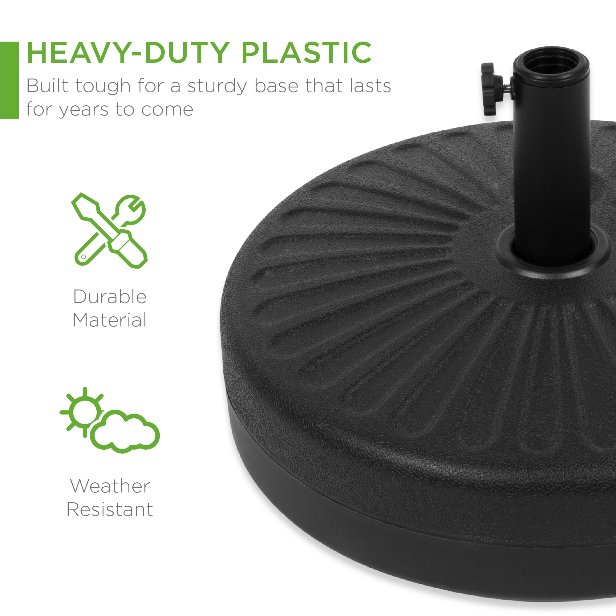 Plastic Patio Umbrella Base Pole Holder Accessory w/ Adjustable Knob - Image 10