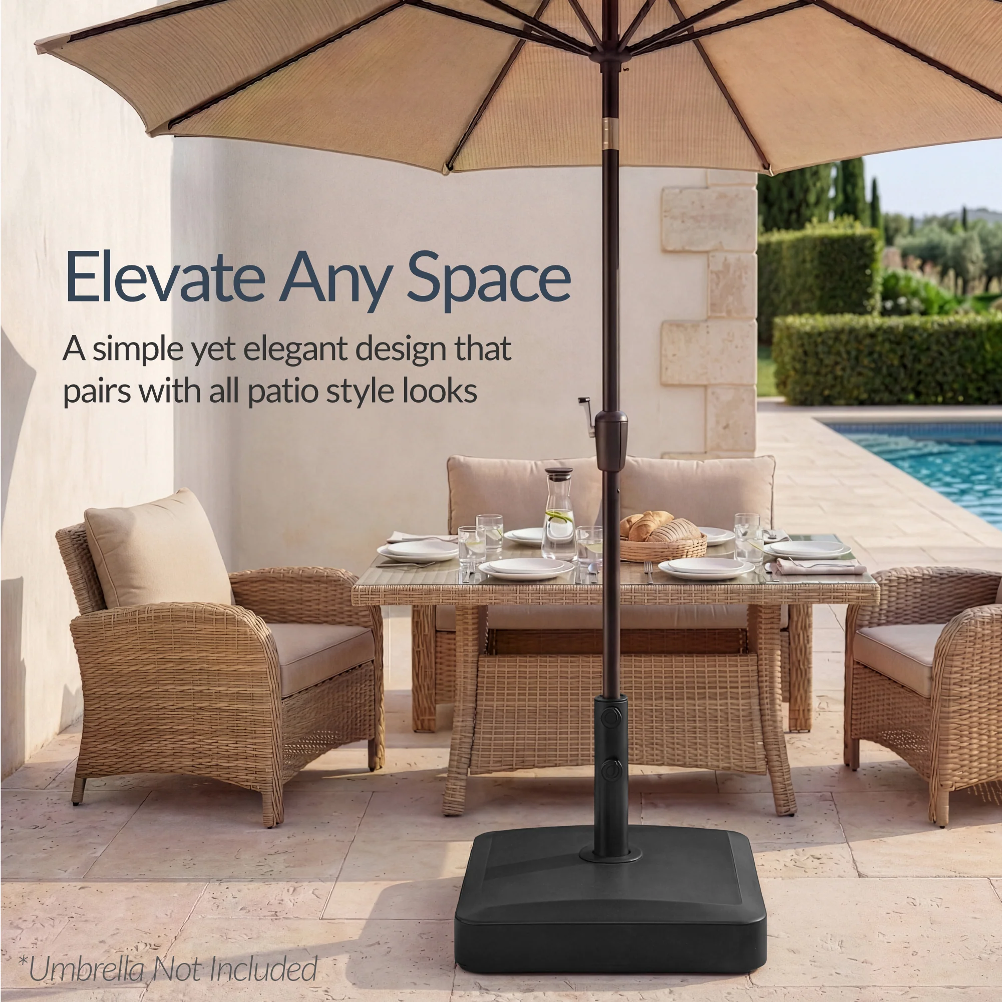 Plastic Patio Umbrella Base Pole Holder Accessory w/ Adjustable Knob - Image 5