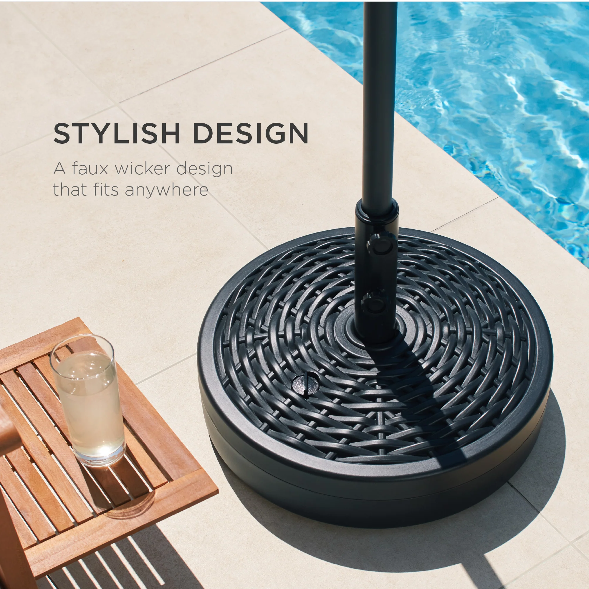 Plastic Patio Umbrella Base Pole Holder Accessory w/ 2 Adjustable Knobs - Image 2