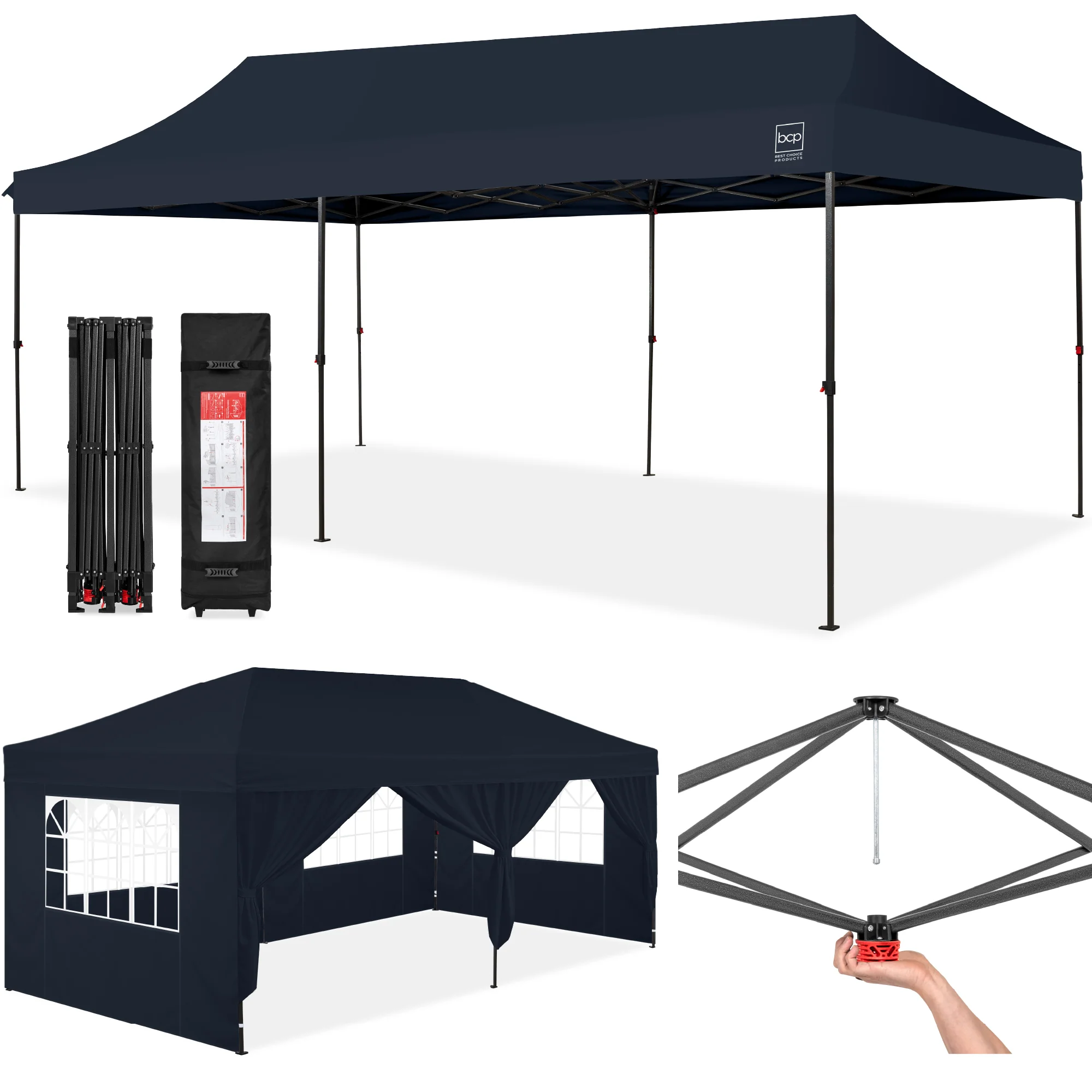 Pop Up Party Tent Canopy w/ 1-Button Easy Setup - 10x20ft - Image 10