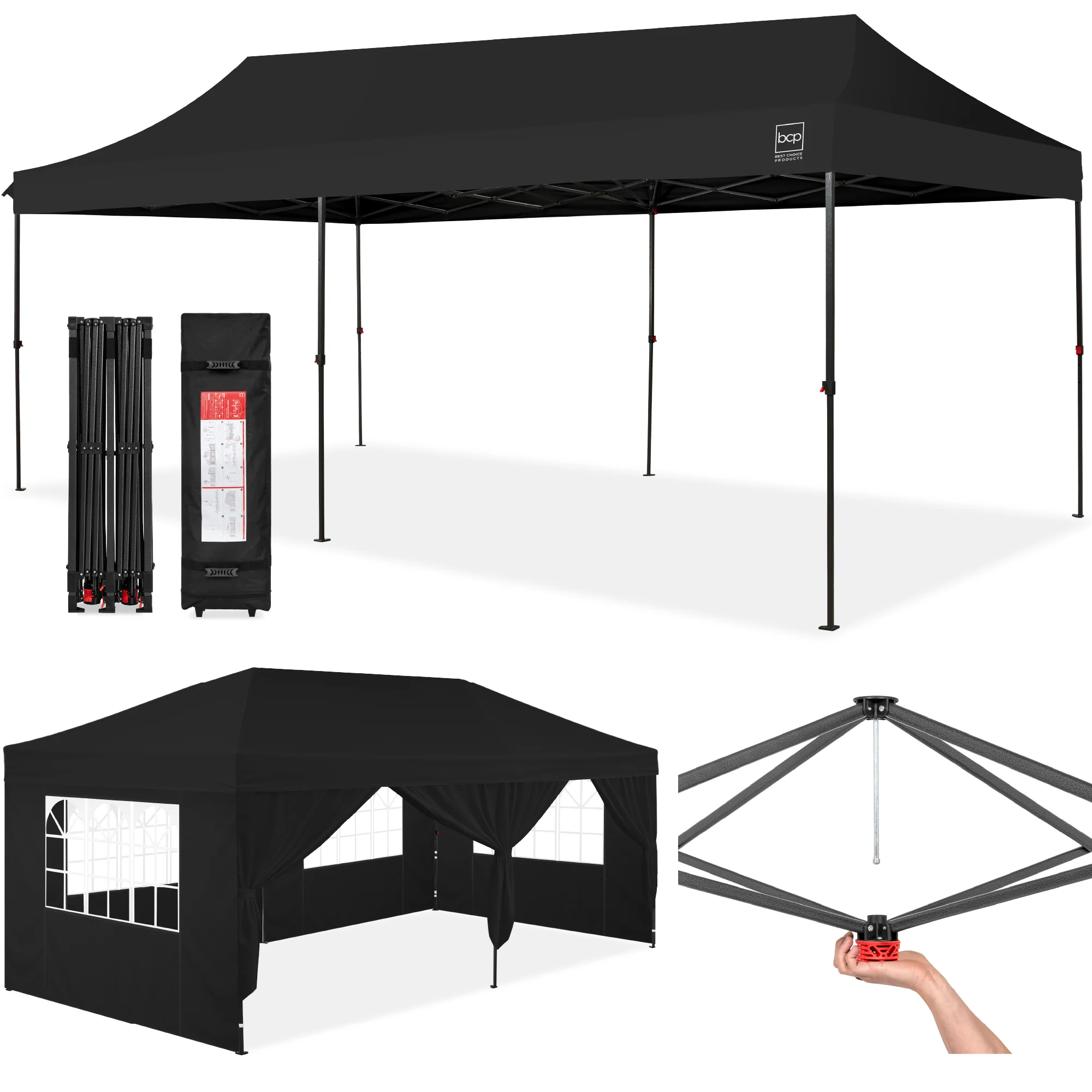 Pop Up Party Tent Canopy w/ 1-Button Easy Setup - 10x20ft - Image 19