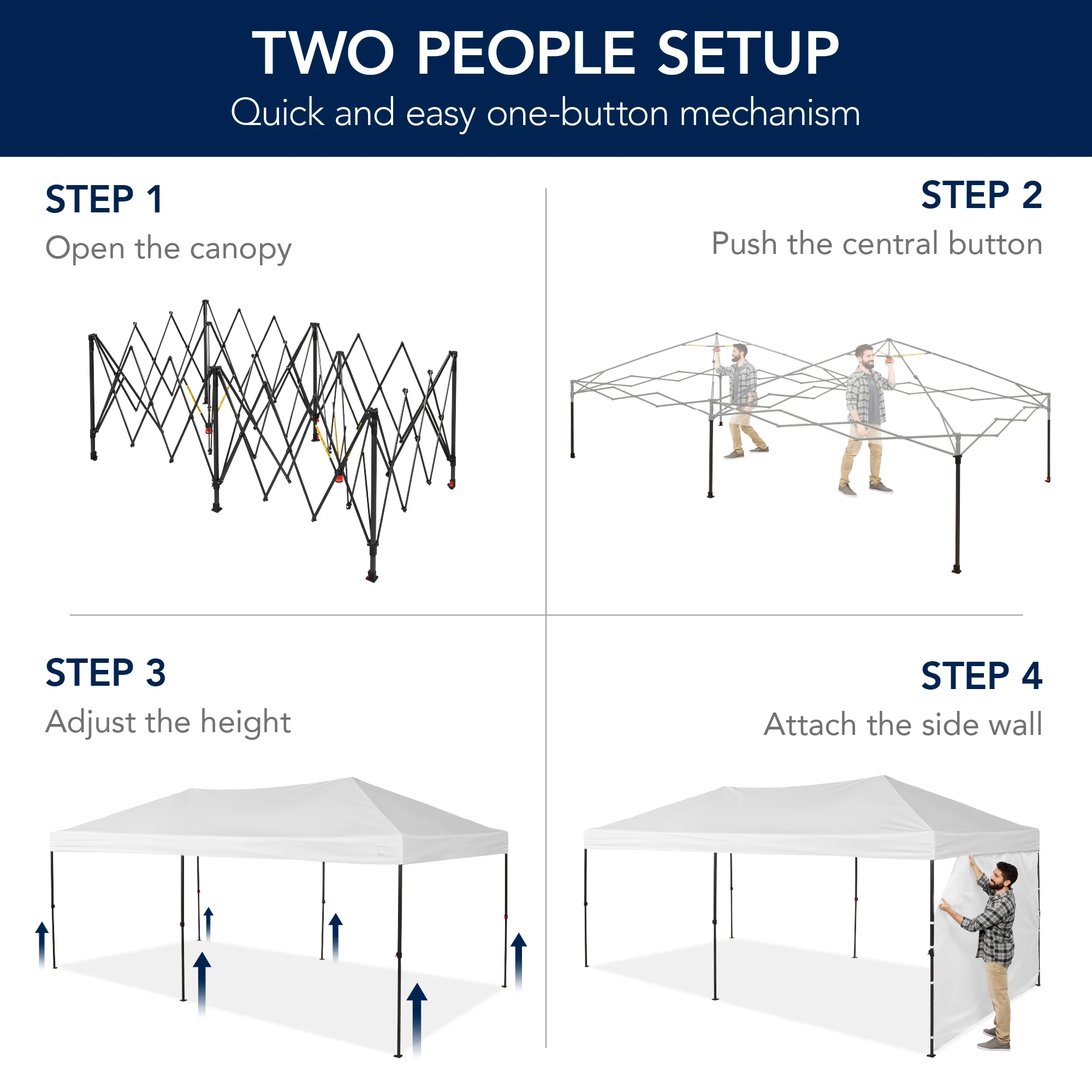 Pop Up Party Tent Canopy w/ 1-Button Easy Setup - 10x20ft - Image 3