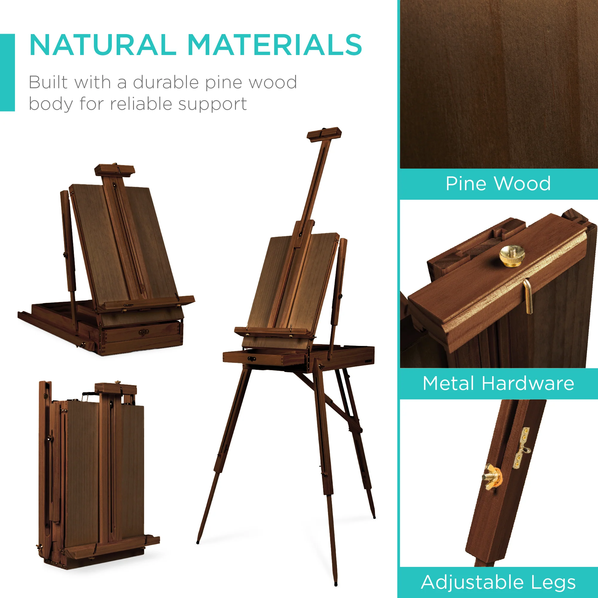 Art Easel for Painting, Portable Adjustable Tripod with 32-Piece Art Set - Image 13