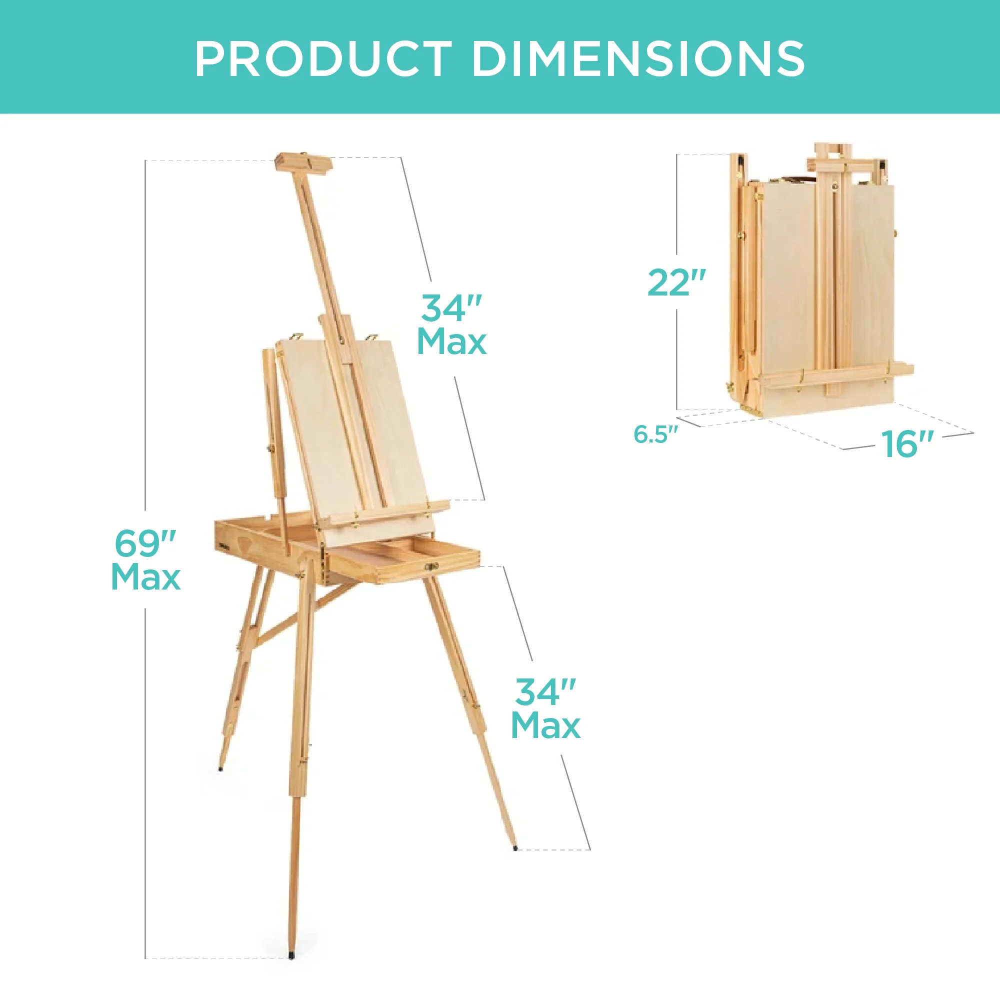 Art Easel for Painting, Portable Adjustable Tripod with 32-Piece Art Set - Image 21