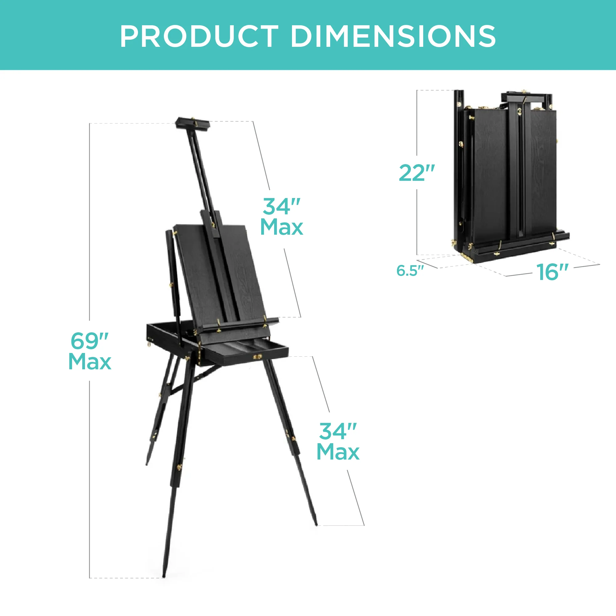 Art Easel for Painting, Portable Adjustable Tripod with 32-Piece Art Set - Image 28