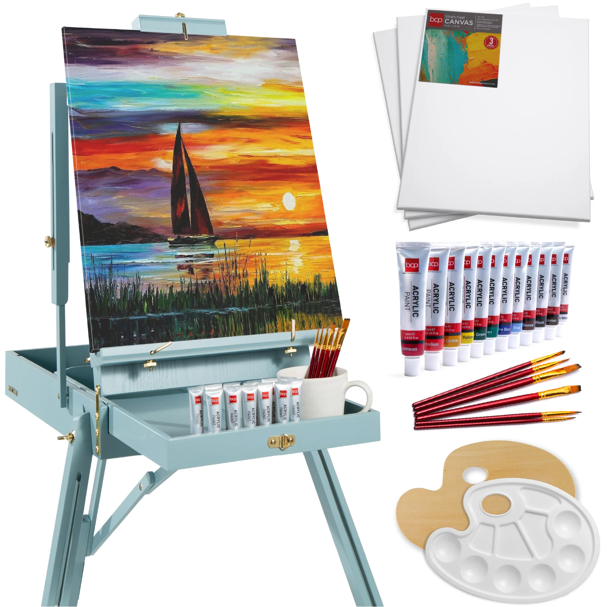 Art Easel for Painting, Portable Adjustable Tripod with 32-Piece Art Set - Image 29