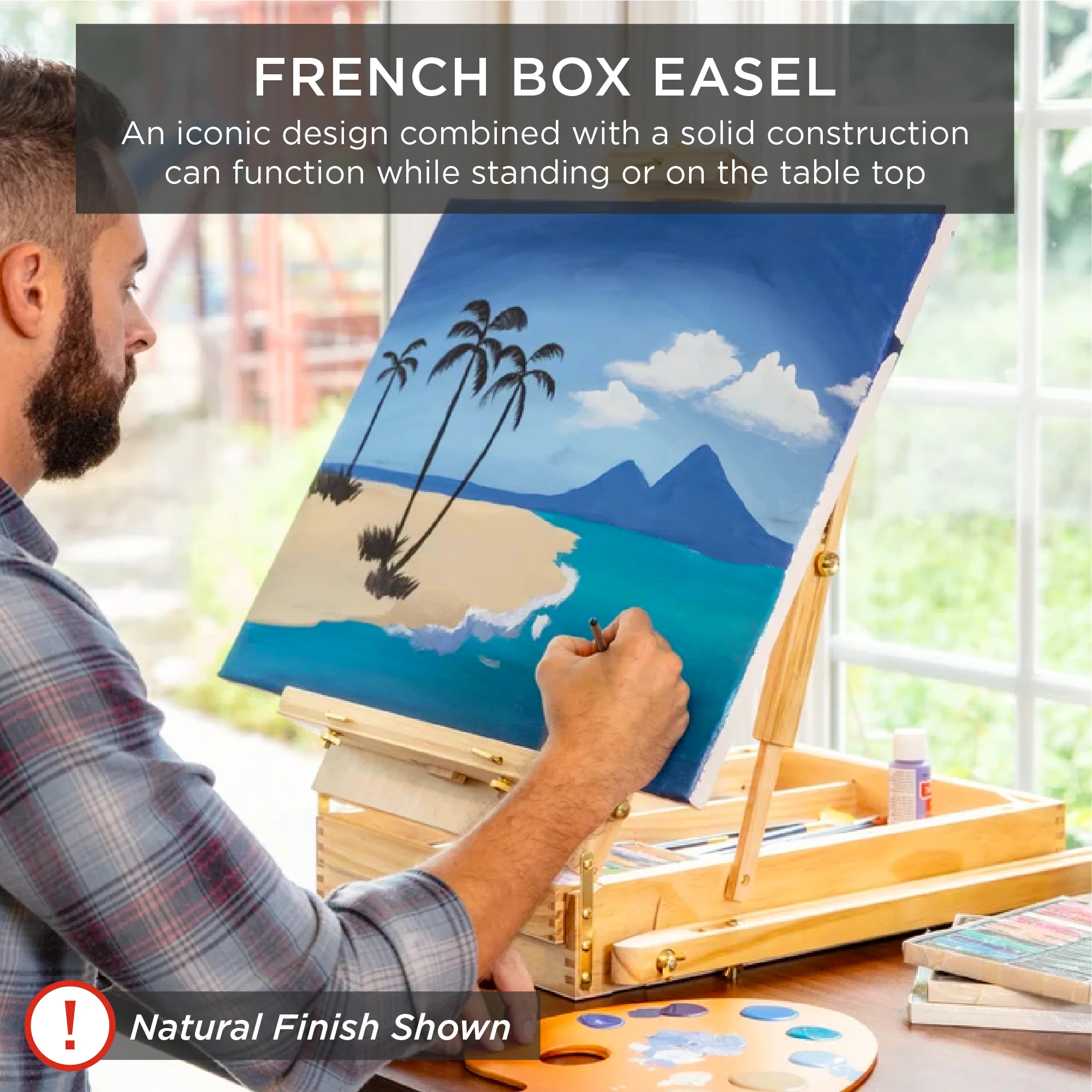 Art Easel for Painting, Portable Adjustable Tripod with 32-Piece Art Set - Image 3