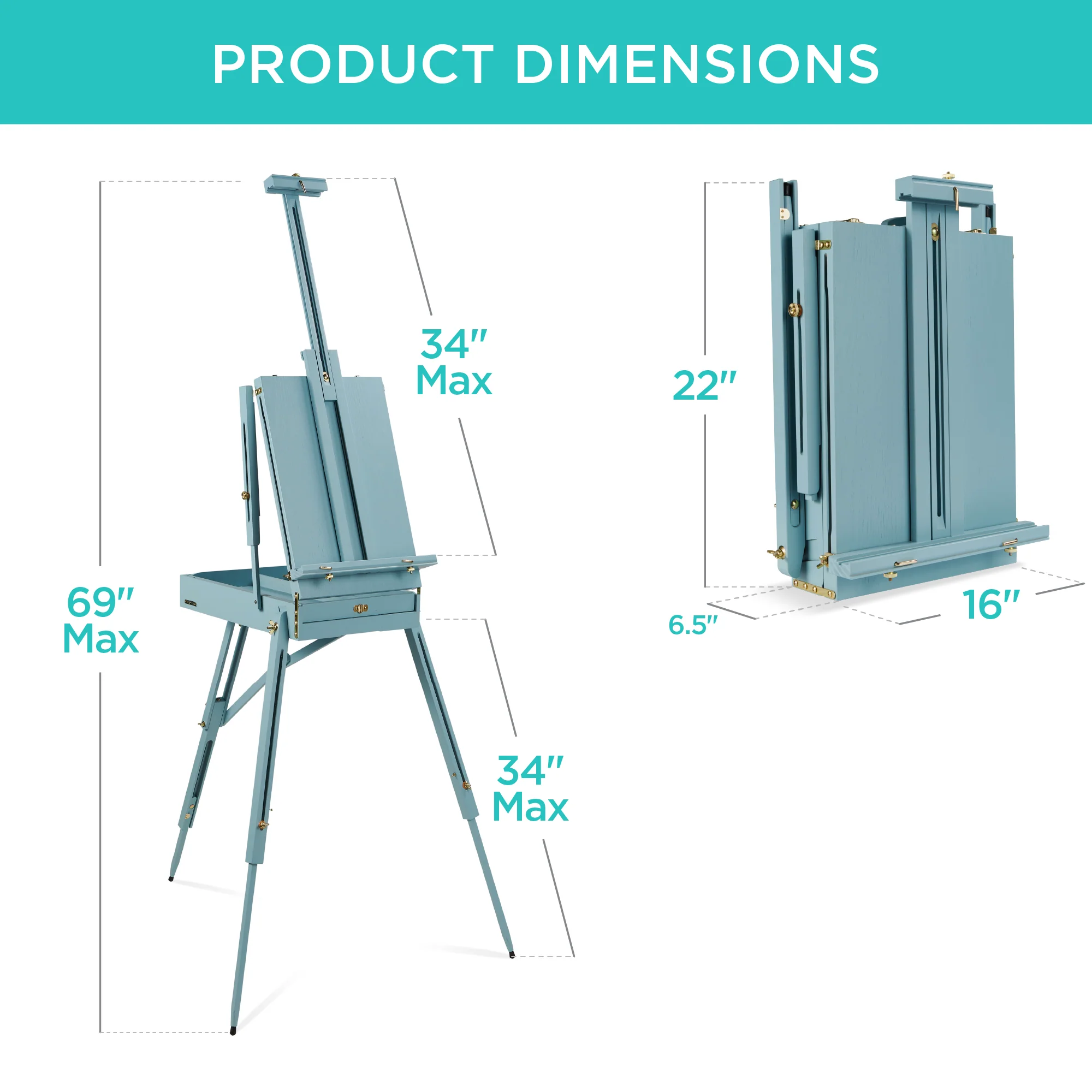 Art Easel for Painting, Portable Adjustable Tripod with 32-Piece Art Set - Image 35