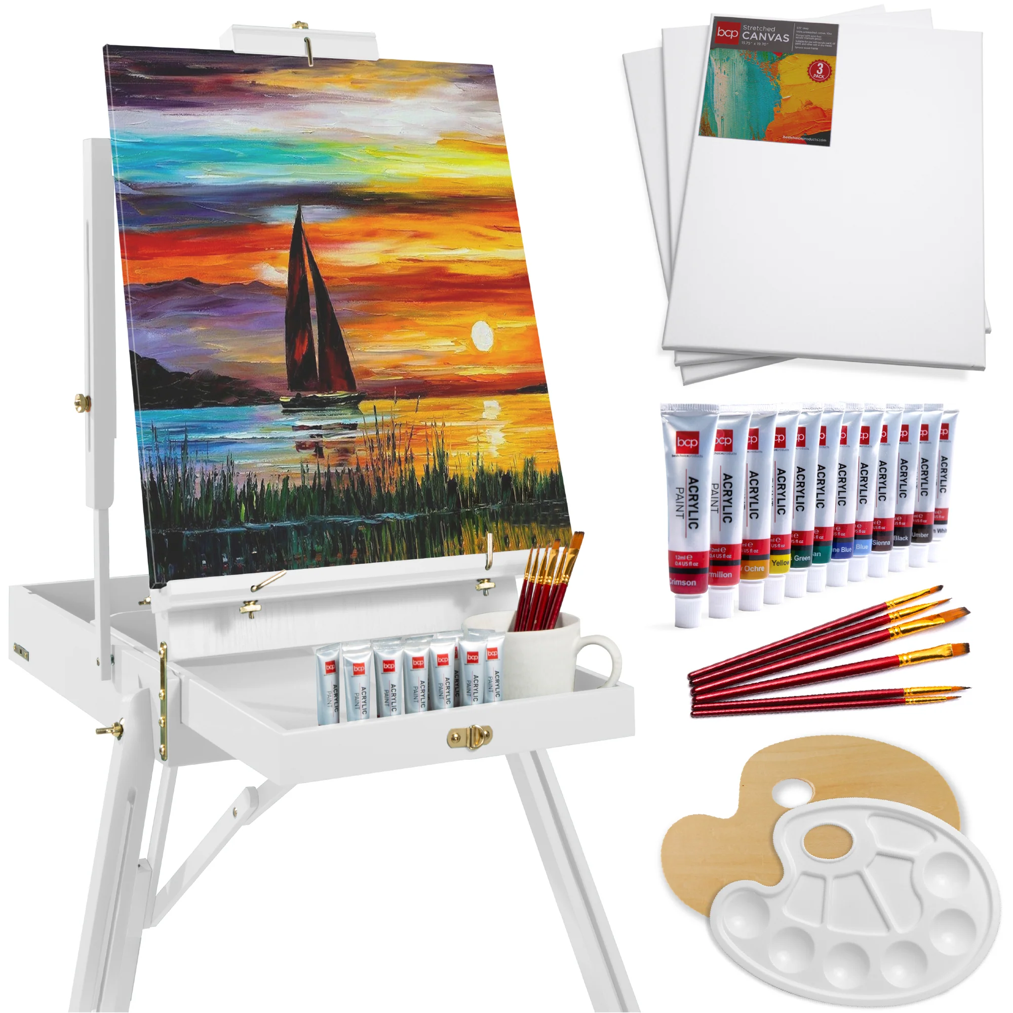 Art Easel for Painting, Portable Adjustable Tripod with 32-Piece Art Set - Image 36