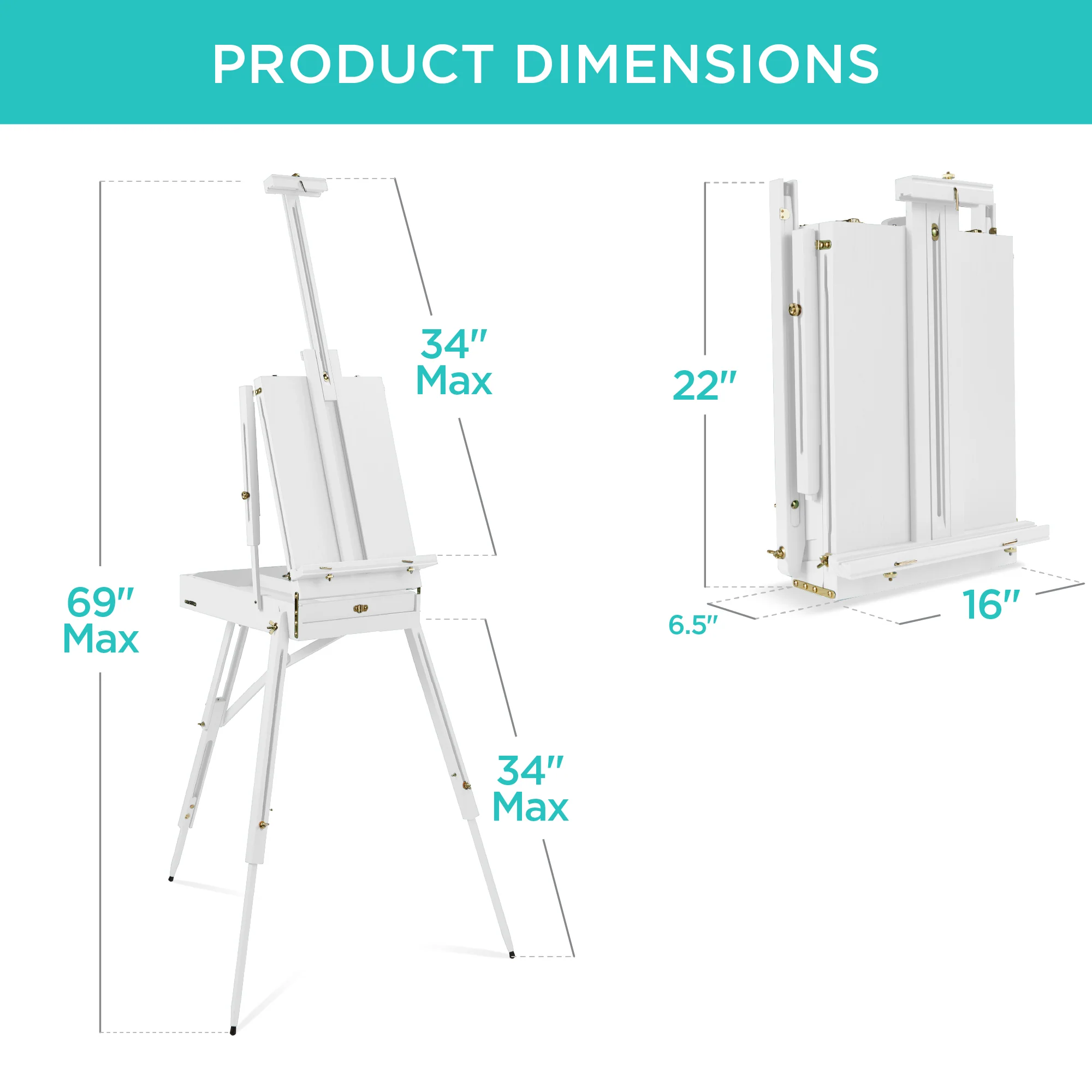 Art Easel for Painting, Portable Adjustable Tripod with 32-Piece Art Set - Image 42