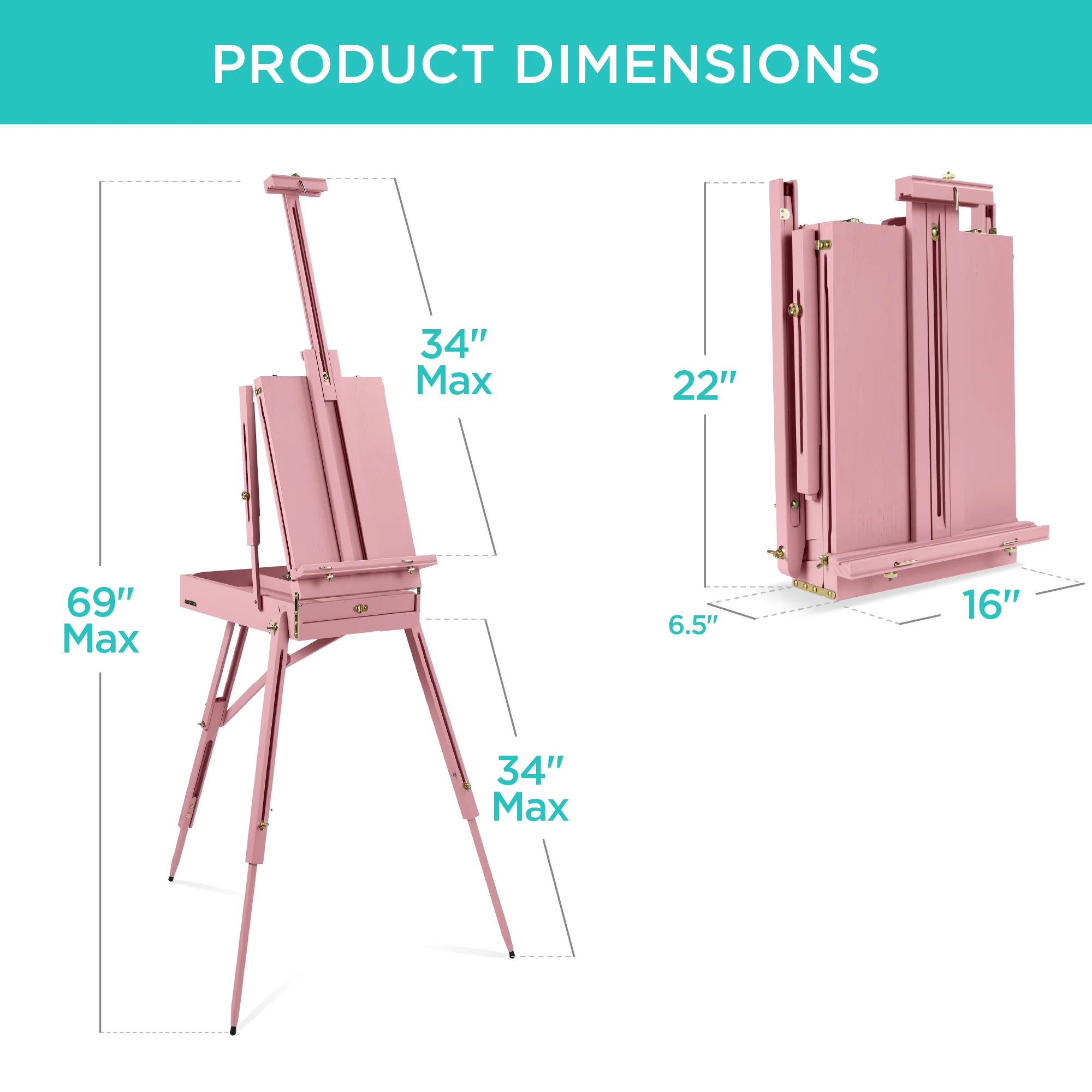 Art Easel for Painting, Portable Adjustable Tripod with 32-Piece Art Set - Image 49