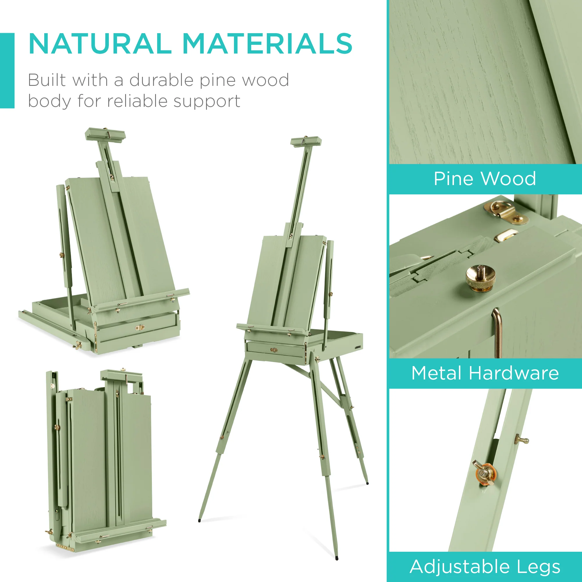 Art Easel for Painting, Portable Adjustable Tripod with 32-Piece Art Set - Image 6