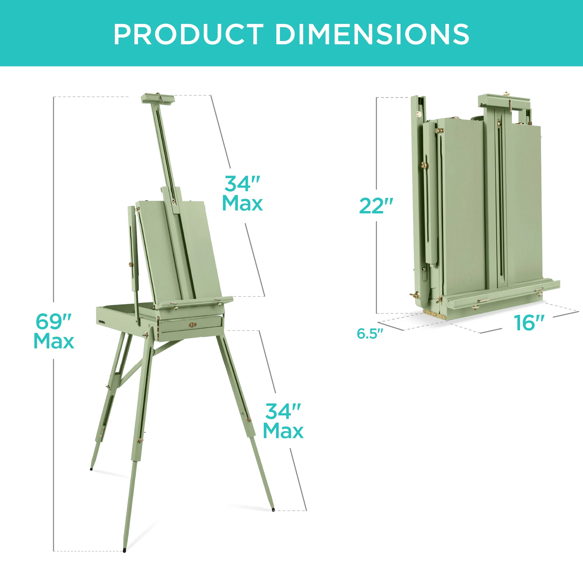 Art Easel for Painting, Portable Adjustable Tripod with 32-Piece Art Set - Image 7