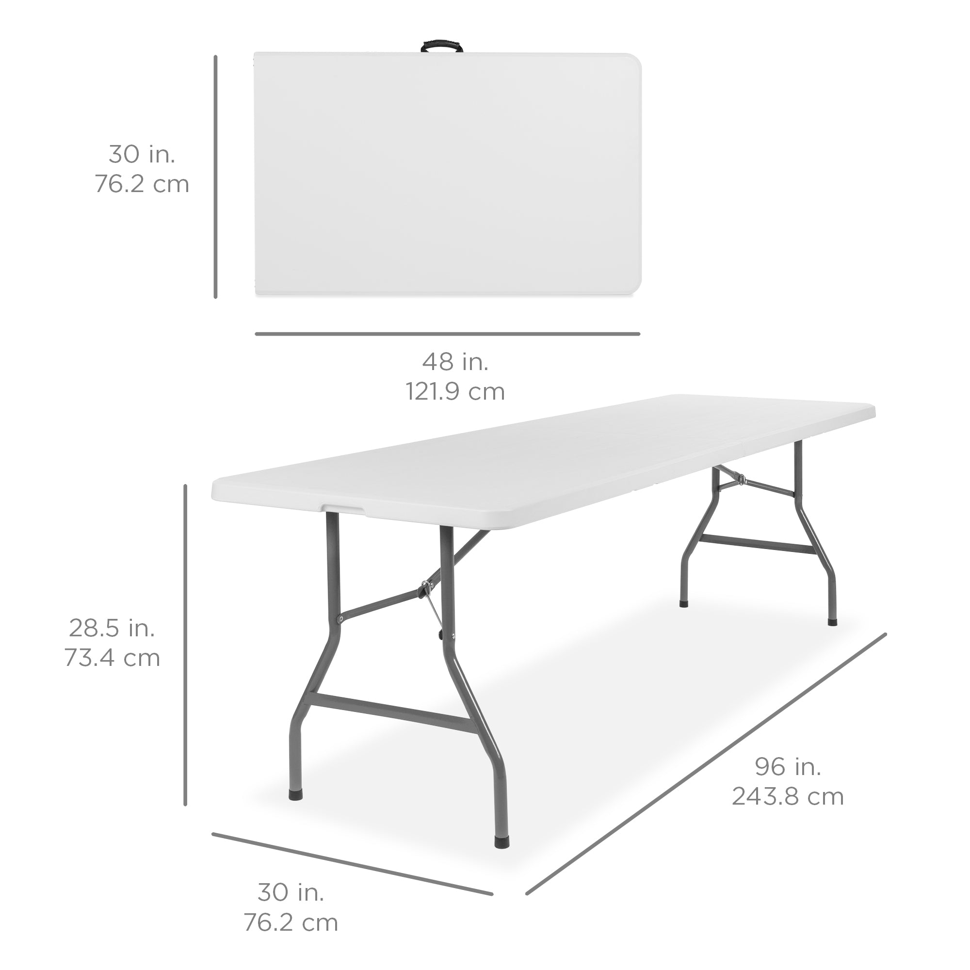 Portable Folding Plastic Dining Table w/ Handle, Lock - 8ft - Image 14