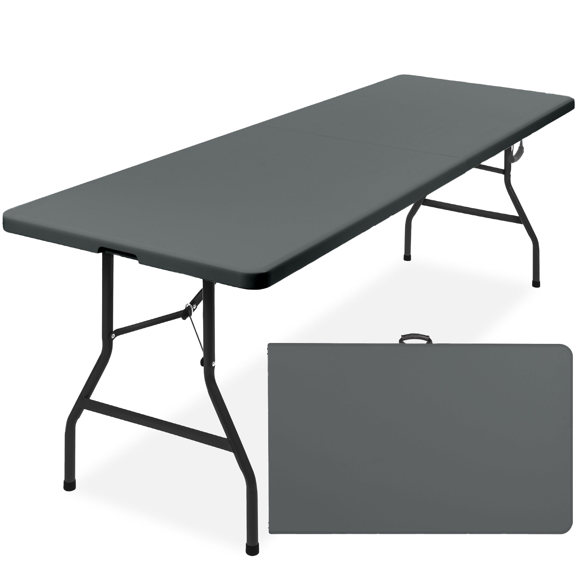 Portable Folding Plastic Dining Table w/ Handle, Lock - 8ft - Image 15