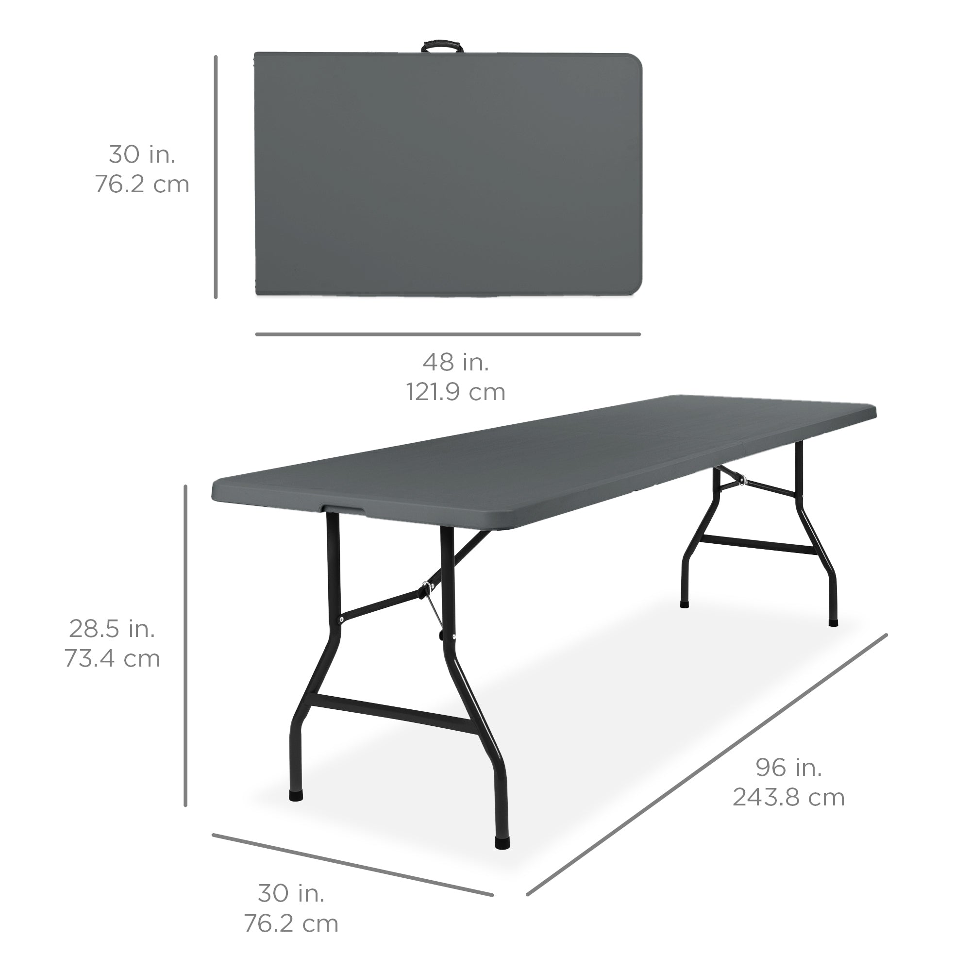 Portable Folding Plastic Dining Table w/ Handle, Lock - 8ft - Image 21