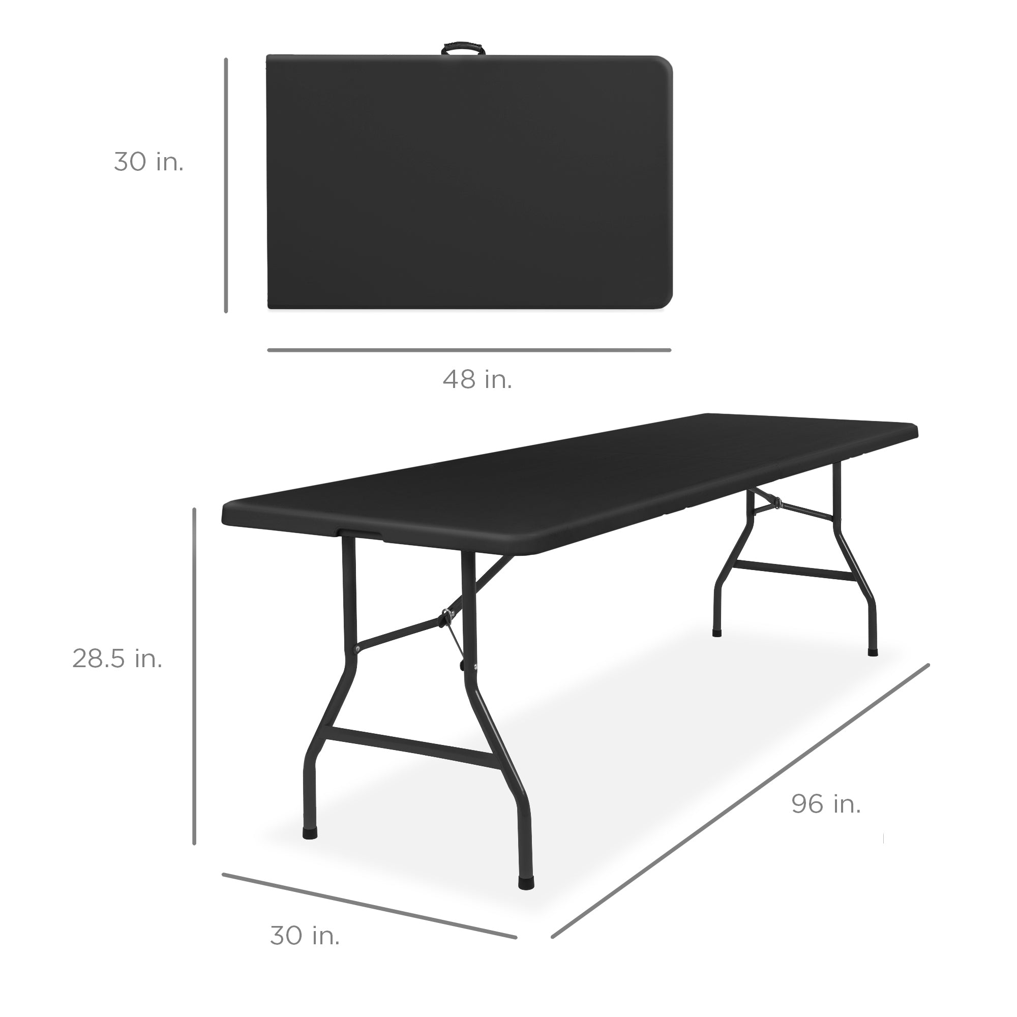 Portable Folding Plastic Dining Table w/ Handle, Lock - 8ft - Image 28