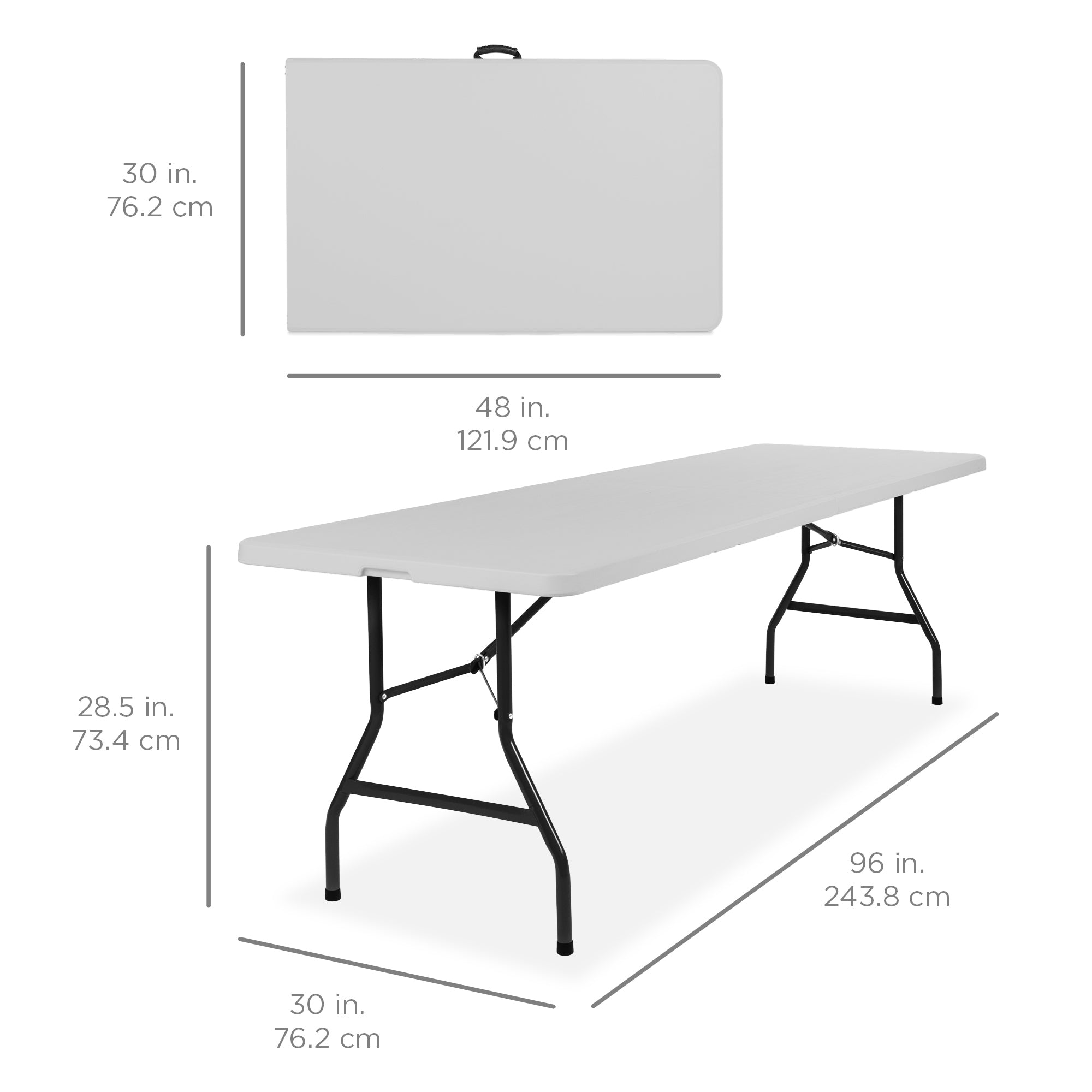 Portable Folding Plastic Dining Table w/ Handle, Lock - 8ft - Image 7