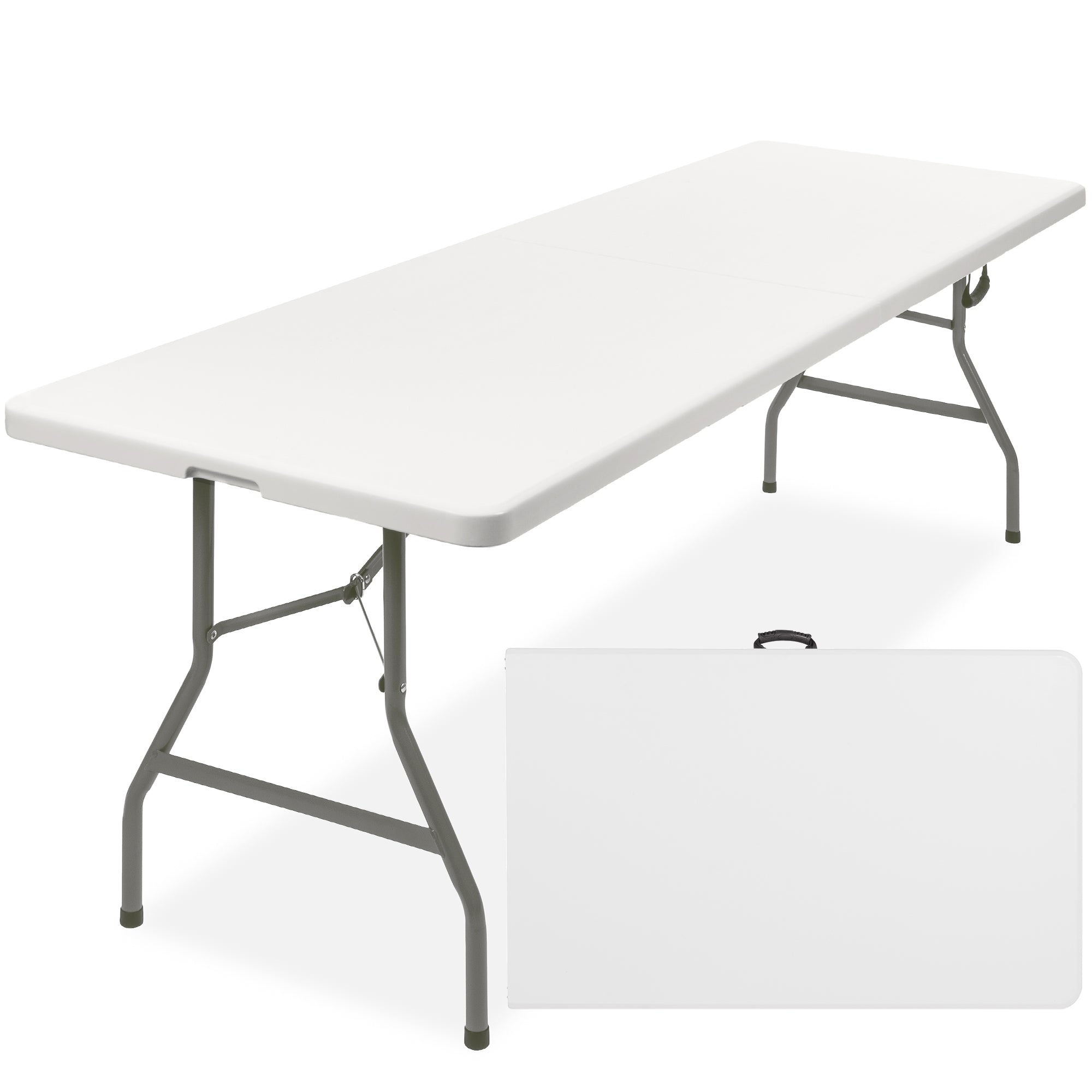 Portable Folding Plastic Dining Table w/ Handle, Lock - 8ft - Image 8