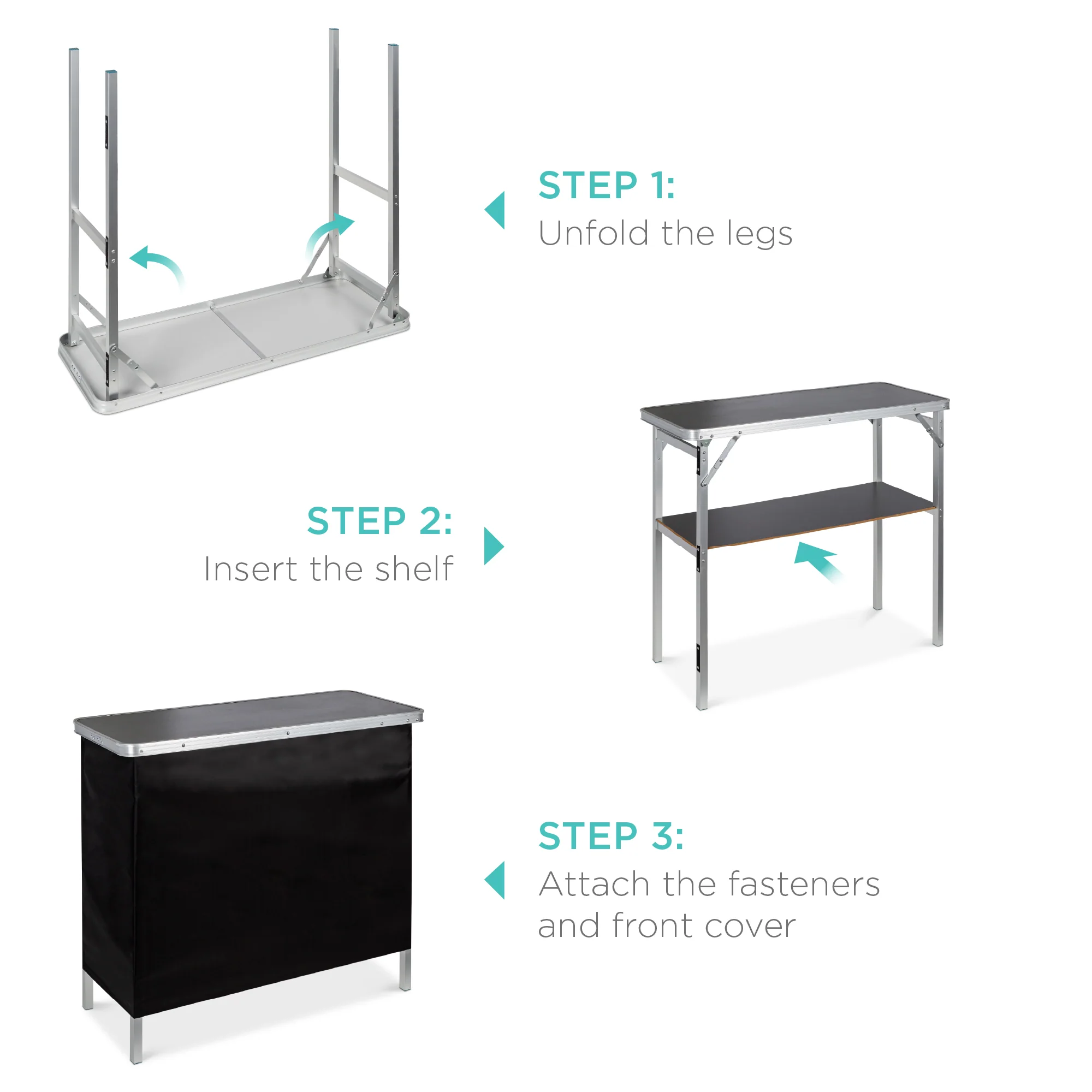 Portable Pop-Up Bar Table w/ Carrying Case, Removable Skirt - Image 6