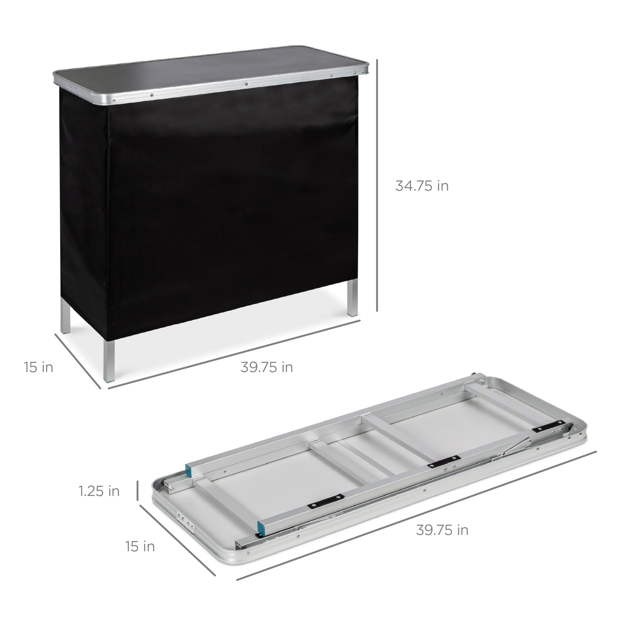 Portable Pop-Up Bar Table w/ Carrying Case, Removable Skirt - Image 7