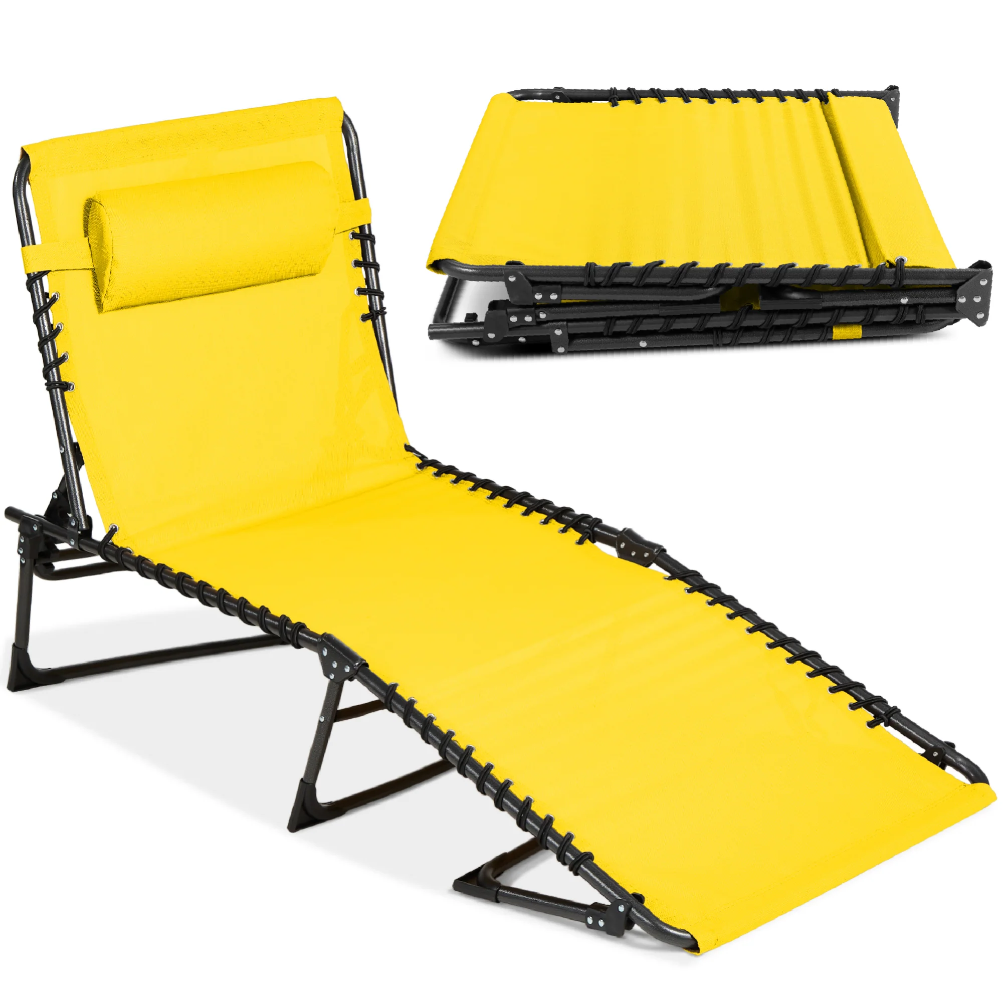 Portable Patio Chaise Lounge Chair Outdoor Recliner w/ Pillow - Image 171