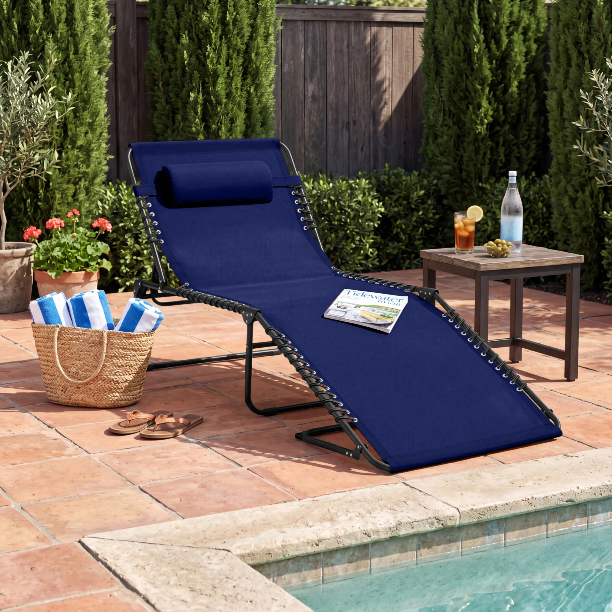 Portable Patio Chaise Lounge Chair Outdoor Recliner w/ Pillow - Image 74