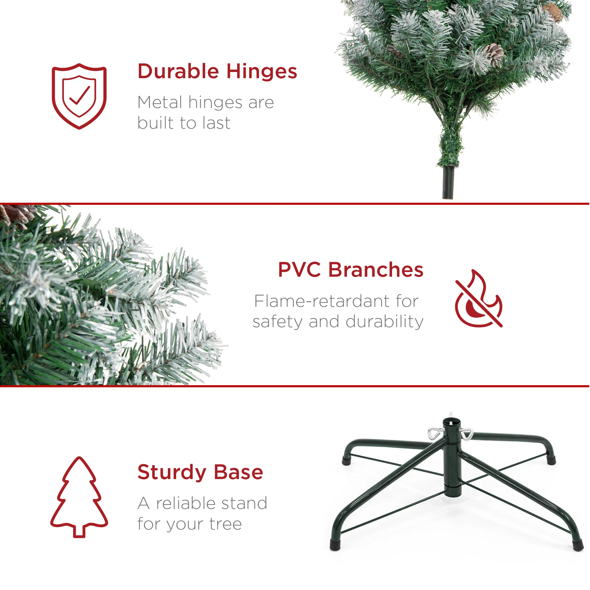 Pre-Decorated Christmas Tree w/ Pinecones, Flocked Branch Tips - Image 13