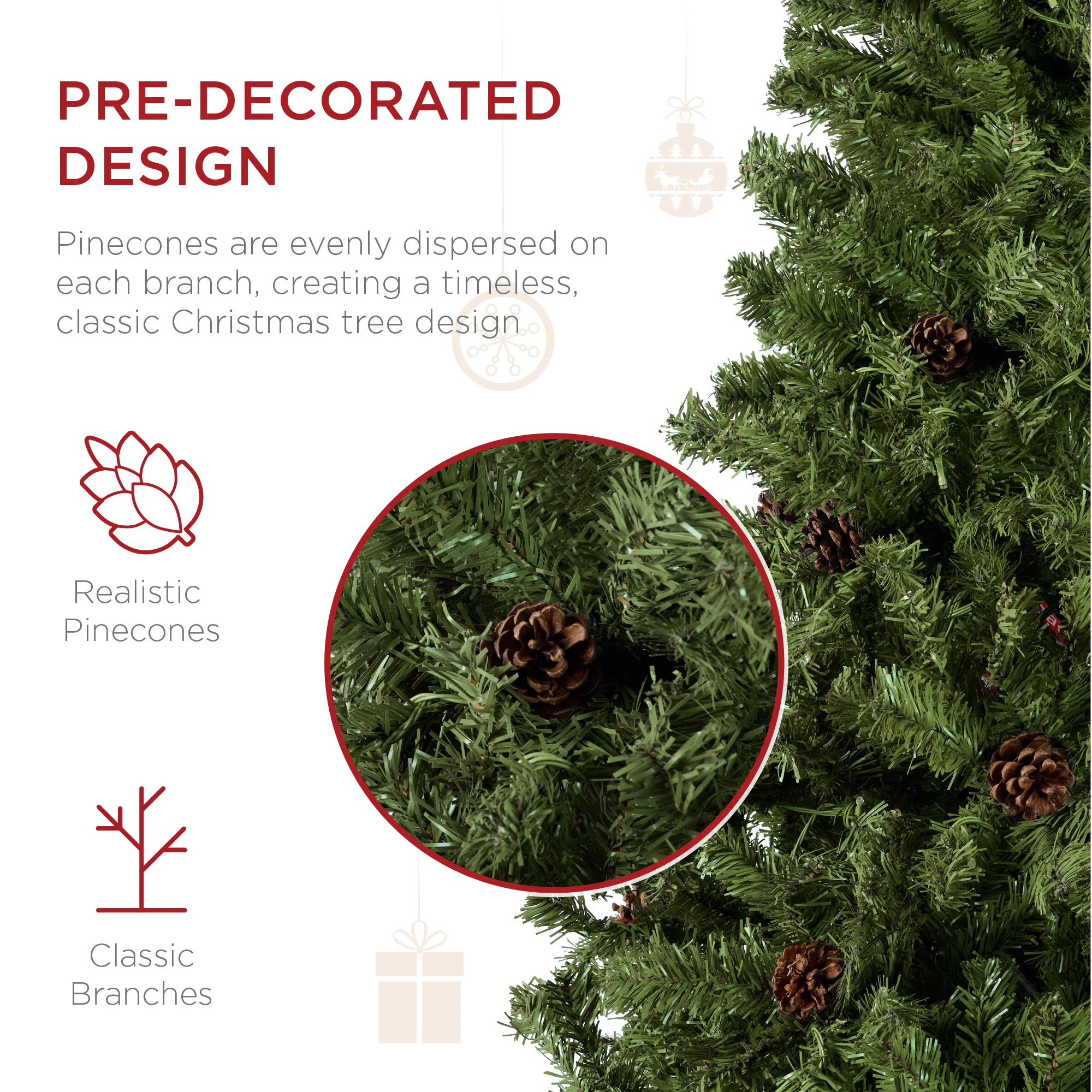 Pre-Decorated Christmas Tree w/ Pinecones - Image 17