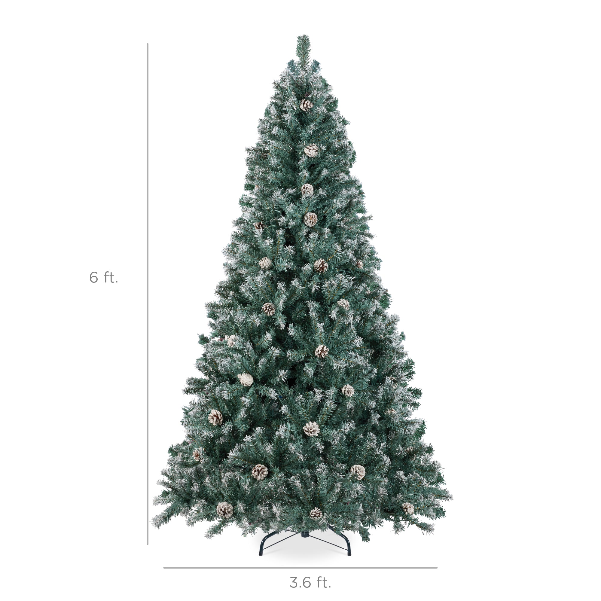 Pre-Decorated Christmas Tree w/ Pinecones, Flocked Branch Tips - Image 16