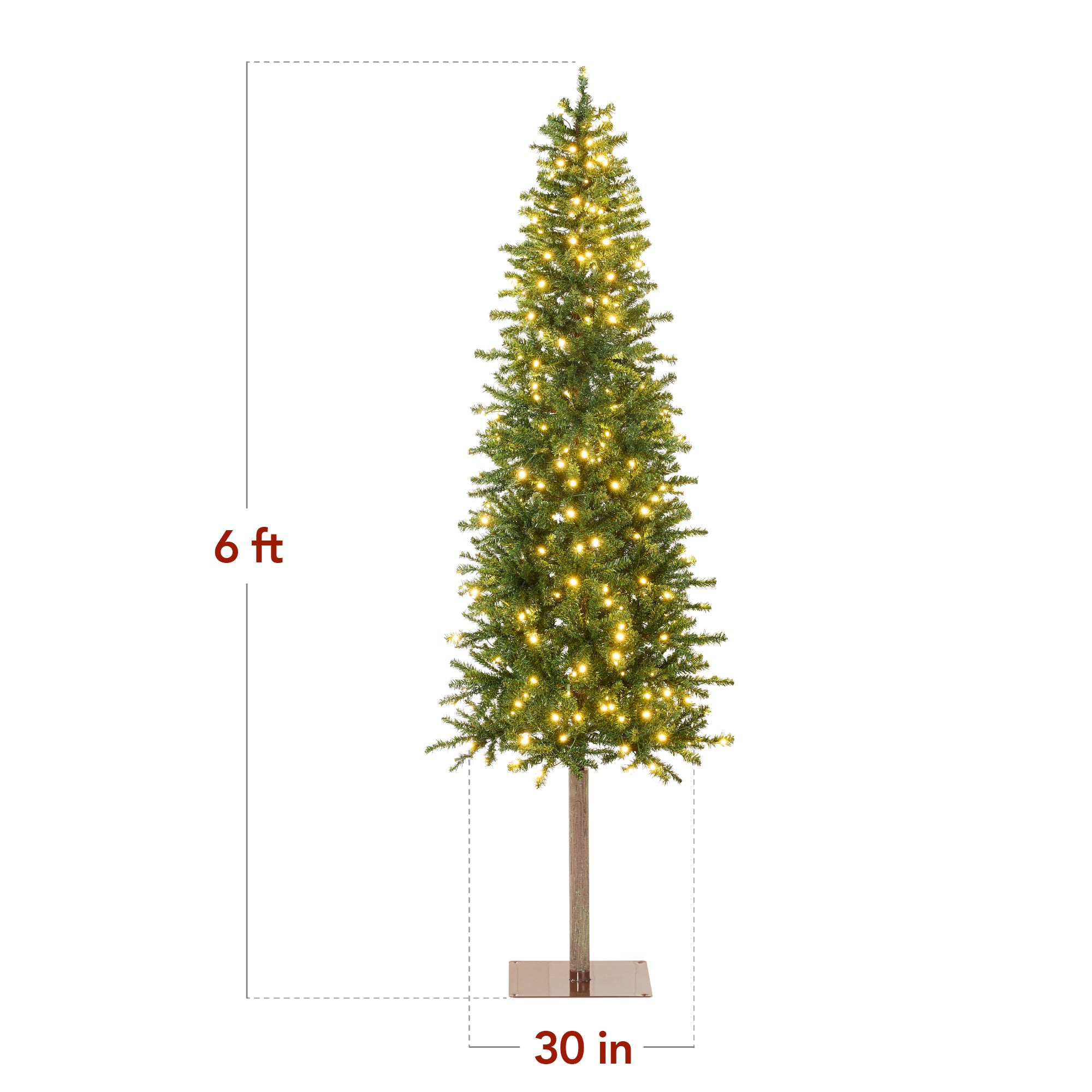 Pre-Lit Artificial Alpine Slim Pencil Christmas Tree w/ LED Lights, Stand - Image 14
