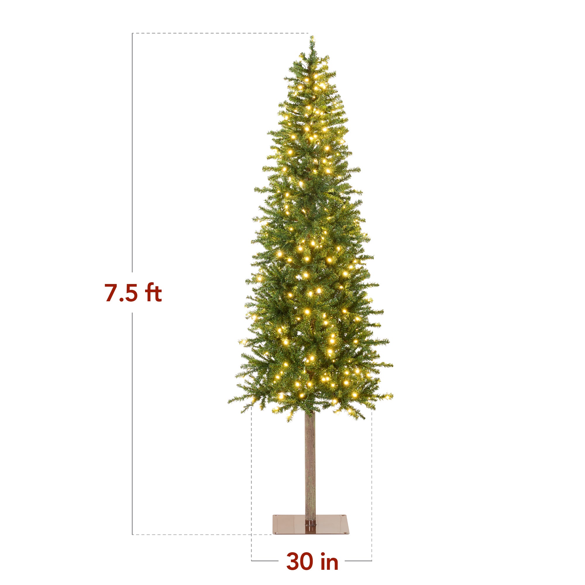 Pre-Lit Artificial Alpine Slim Pencil Christmas Tree w/ LED Lights, Stand - Image 7