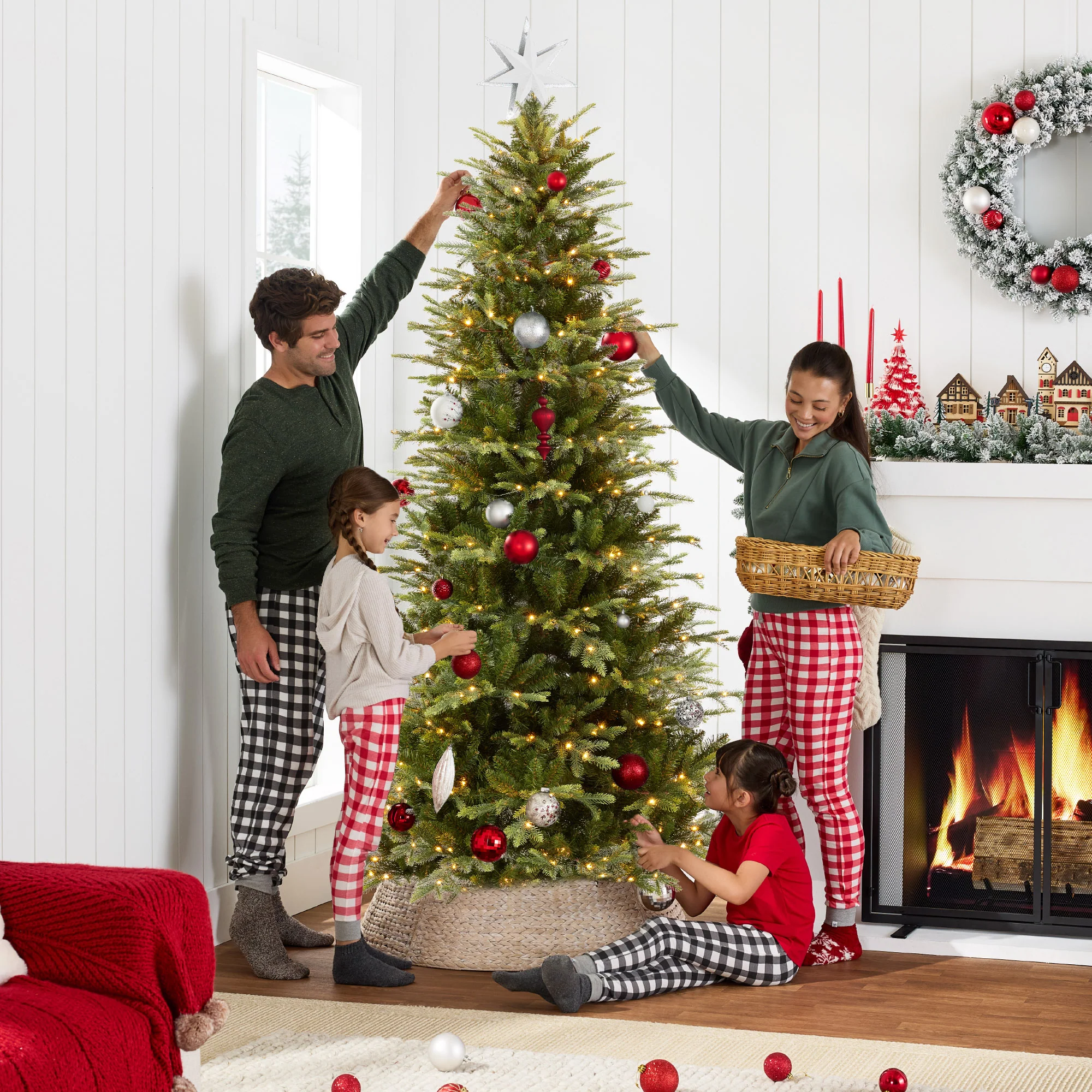 Pre-Lit Artificial Aspen Slim Noble Fir Christmas Tree w/ Metal Stand - Image 22