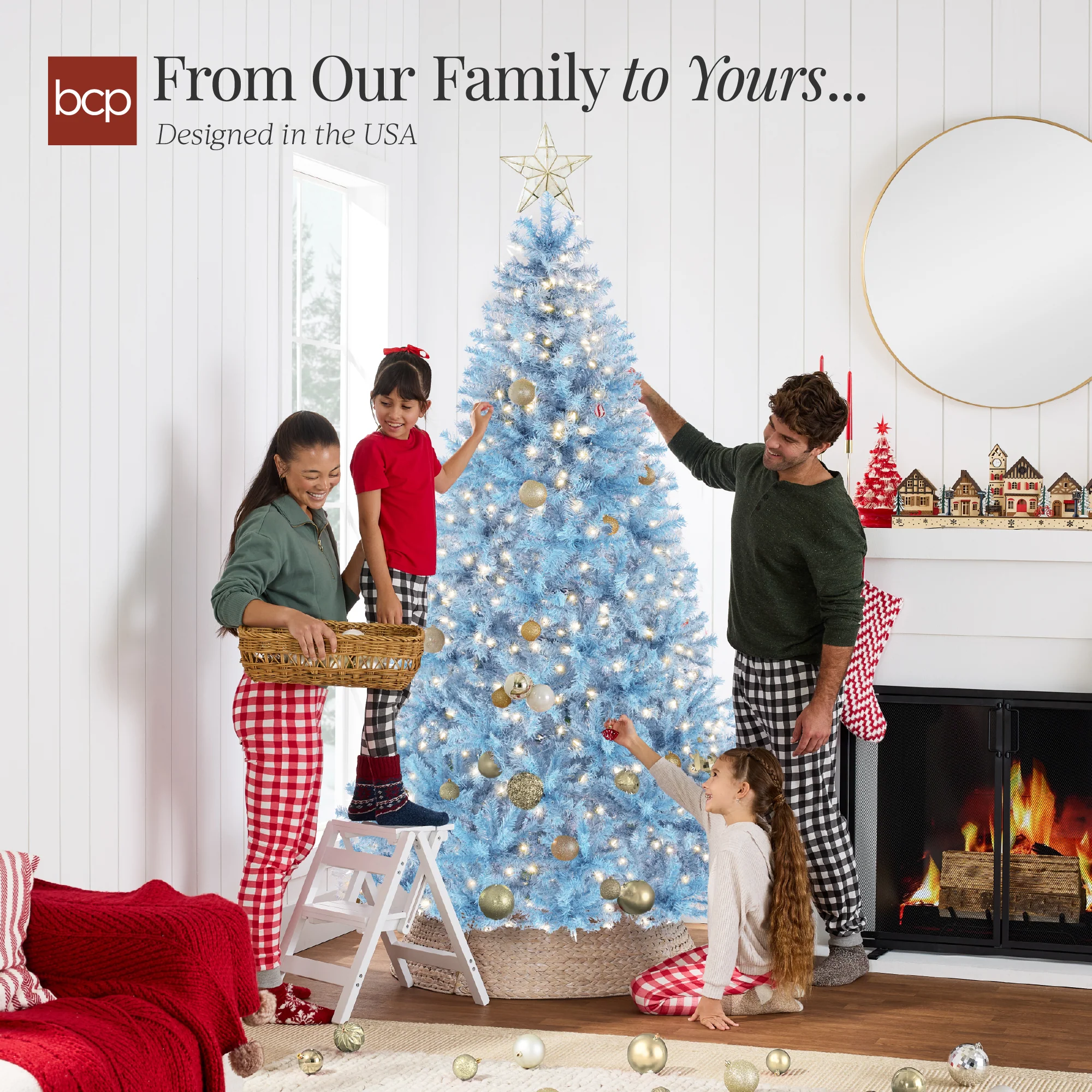 Pre-Lit Artificial Baby Blue Christmas Tree w/ Incandescent Lights - Image 13