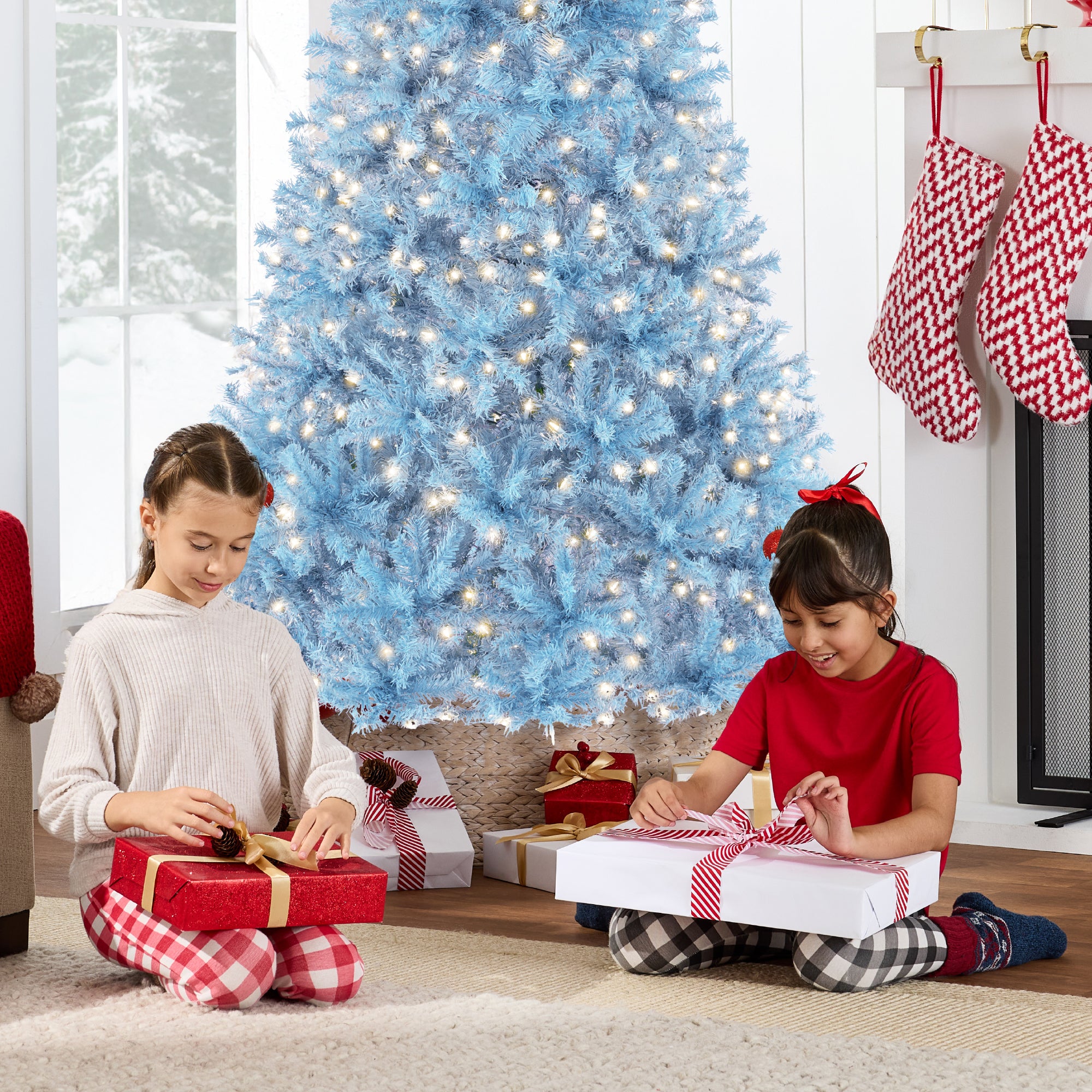 Pre-Lit Artificial Baby Blue Christmas Tree w/ Incandescent Lights - Image 14