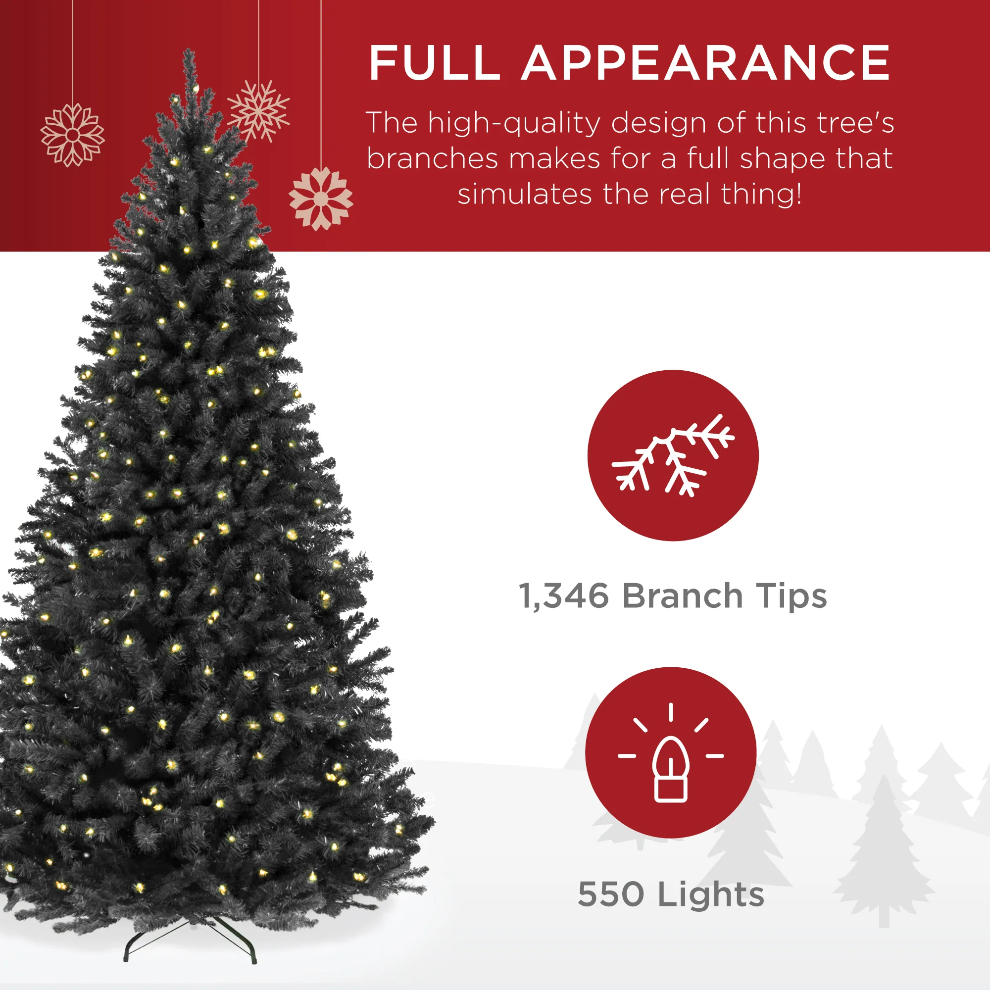Pre-Lit Artificial Black Spruce Christmas Tree, w/Easy Assembly - Image 5