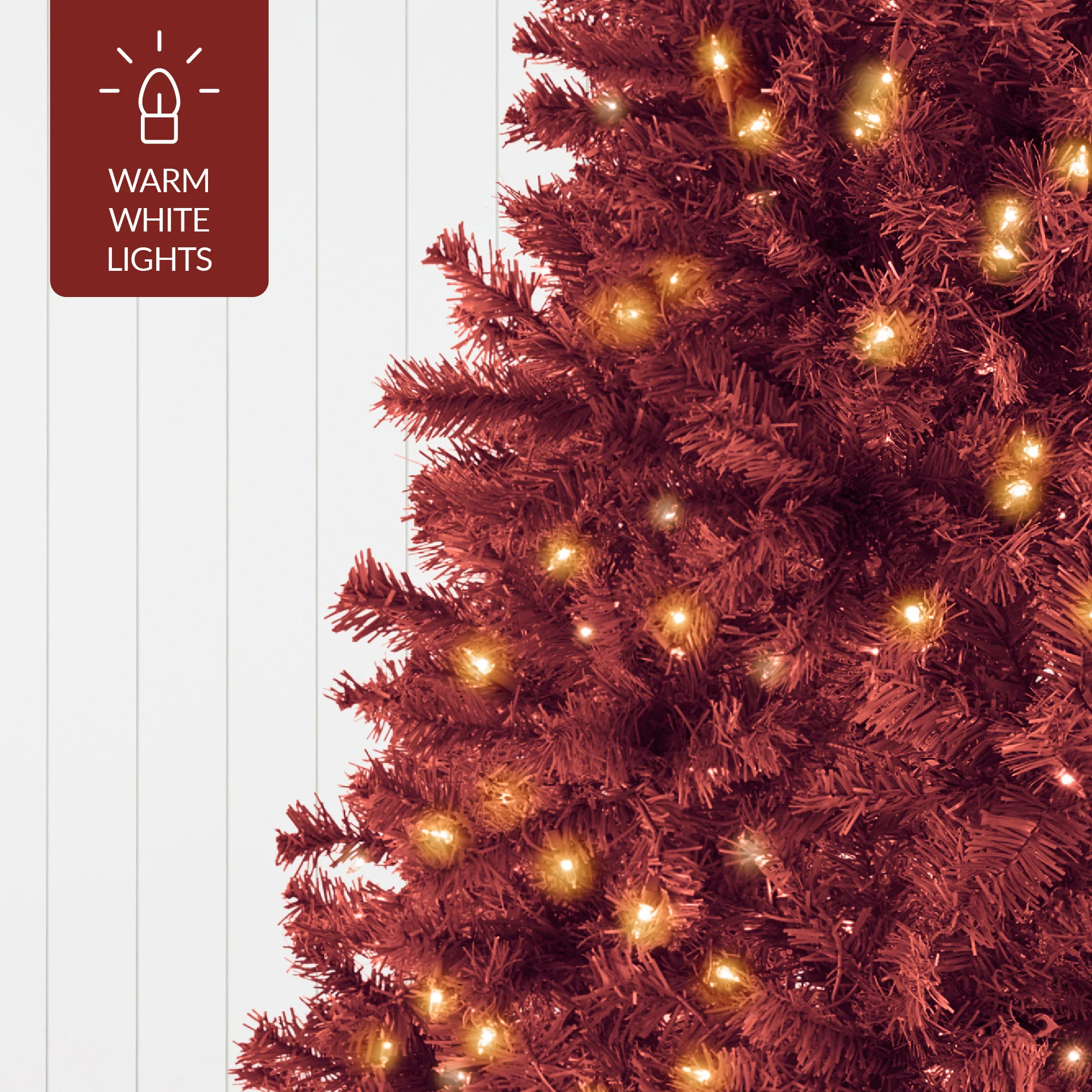 Pre-Lit Artificial Burgundy Christmas Tree w/ Incandescent Lights - Image 26