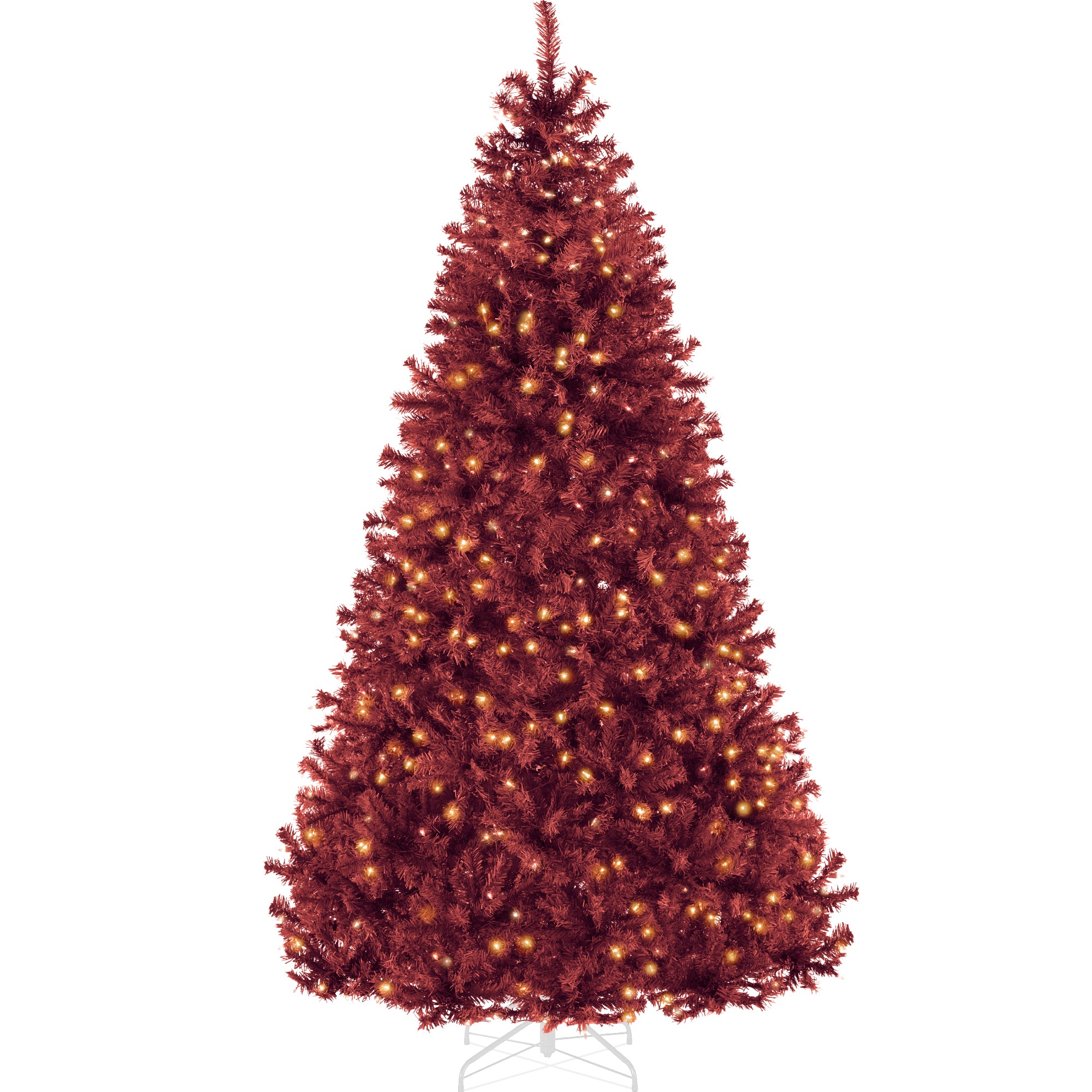 Pre-Lit Artificial Burgundy Christmas Tree w/ Incandescent Lights - Image 28