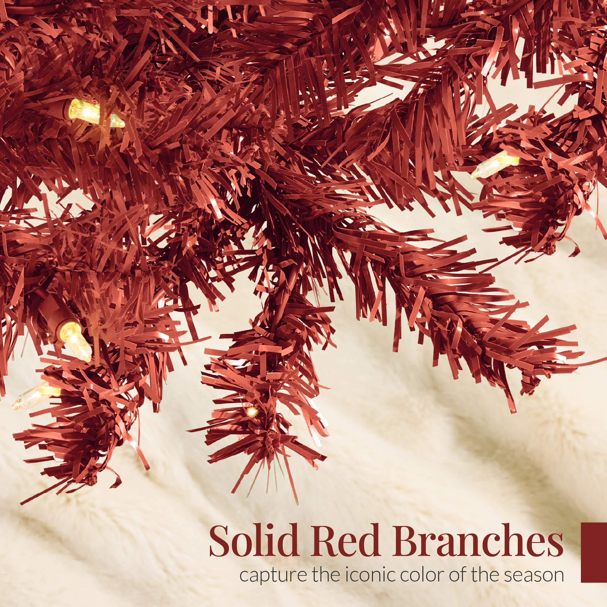 Pre-Lit Artificial Burgundy Christmas Tree w/ Incandescent Lights - Image 6